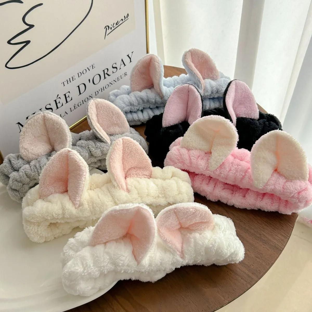 4 Pcs Cute Cat Ears Hairbands for Women Girls Soft Spa Makeup Headbands