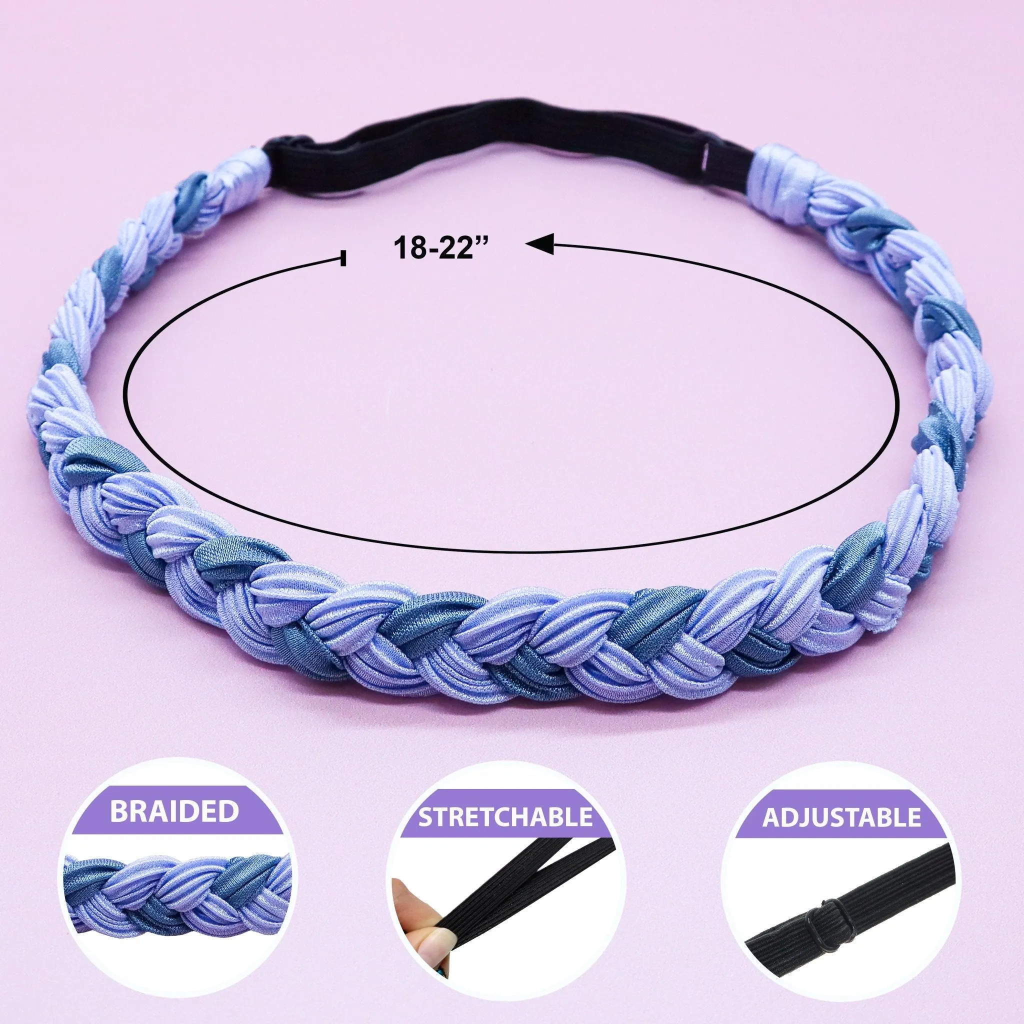 Adjustable Two Tone Braided Headband