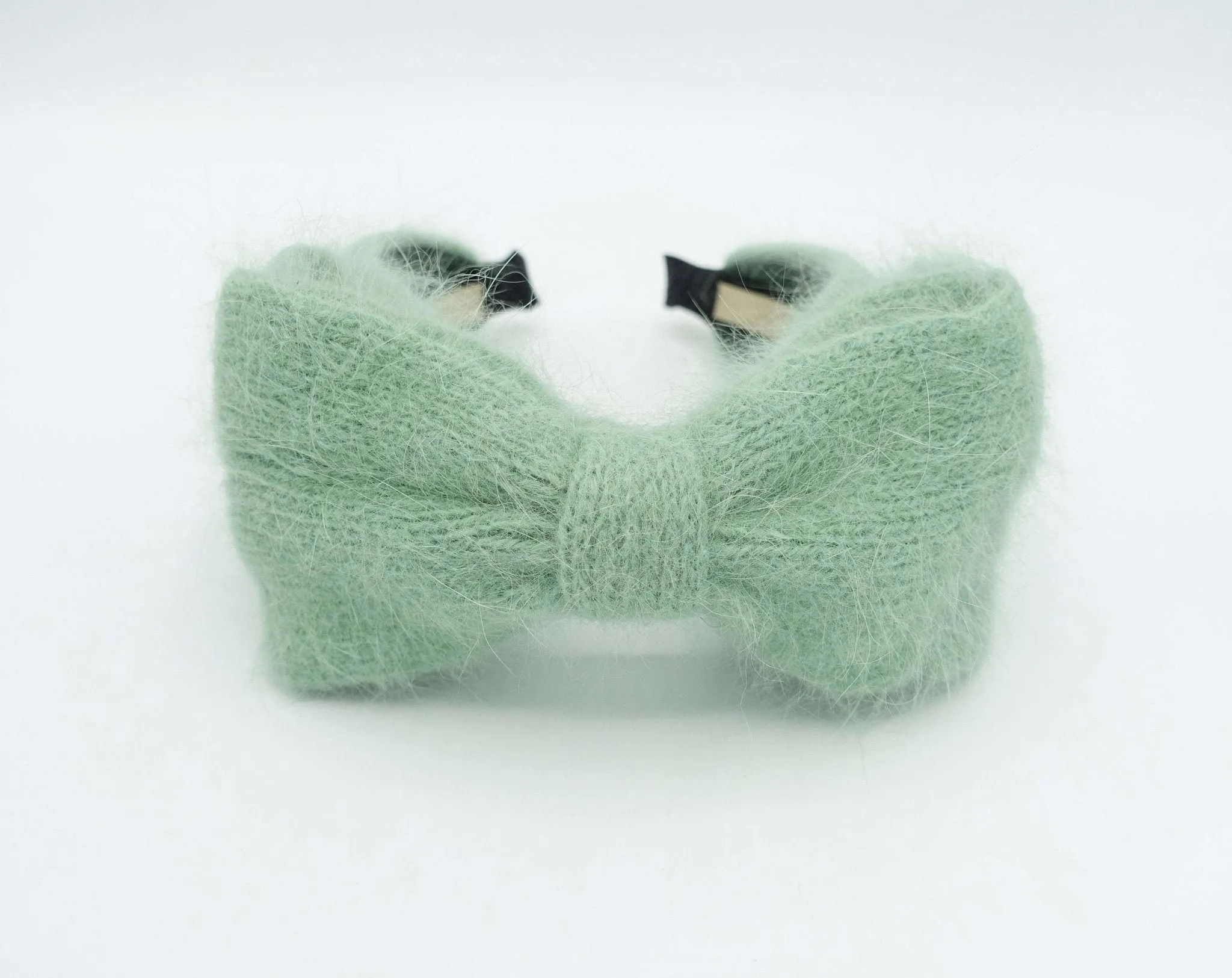 angora layered bow headband cute Fall Winter hairband women hair accessory