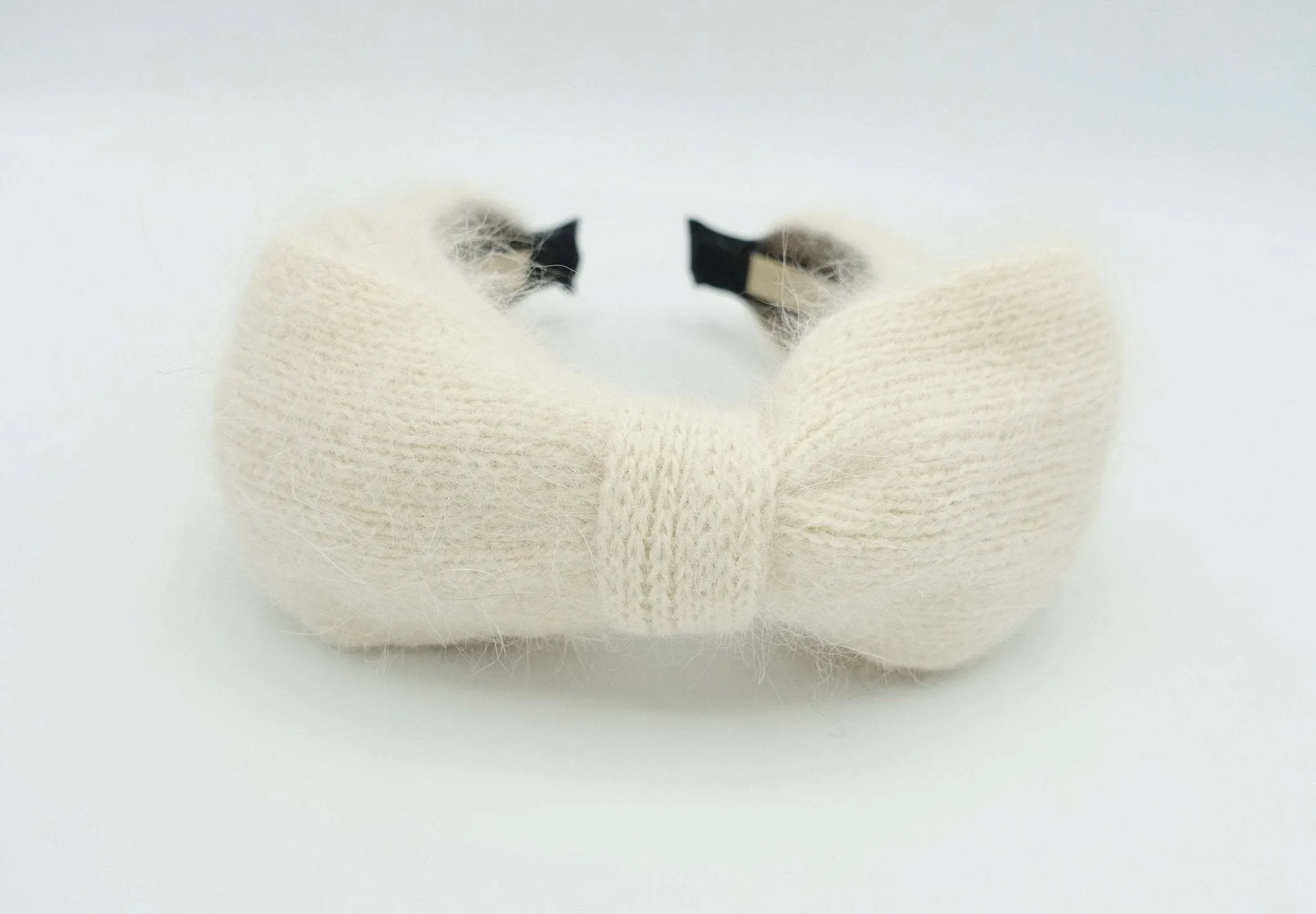 angora layered bow headband cute Fall Winter hairband women hair accessory