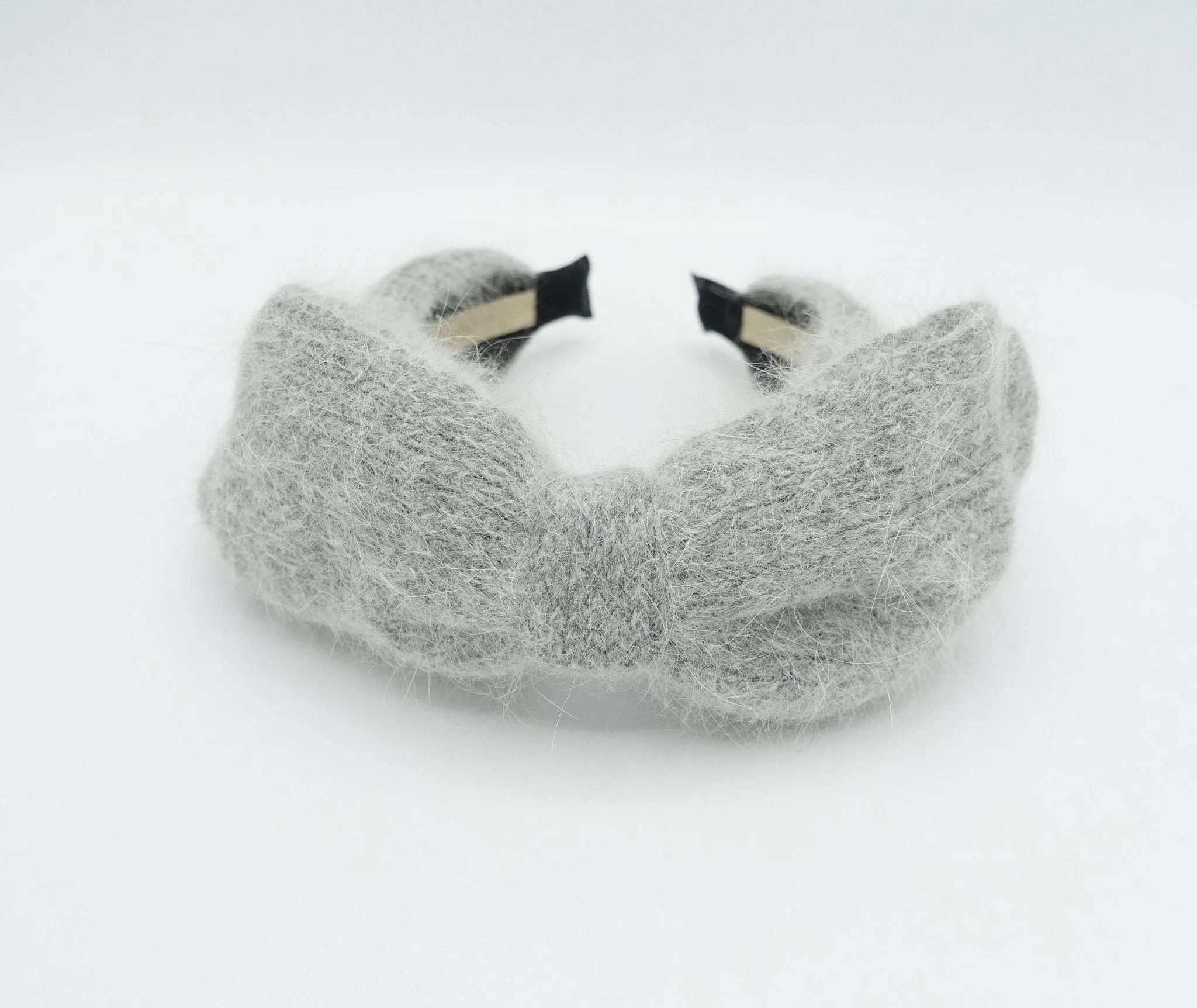 angora layered bow headband cute Fall Winter hairband women hair accessory