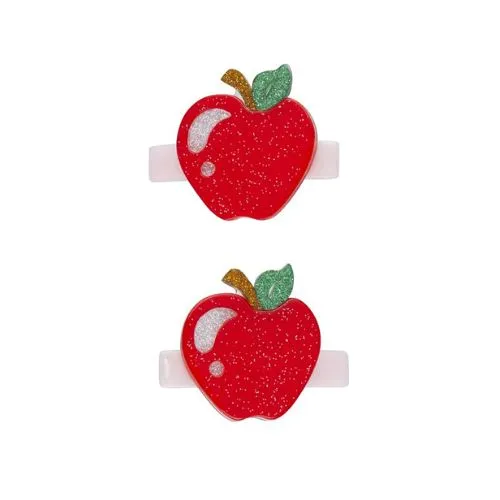 Apple Glitter Red Alligator Clips