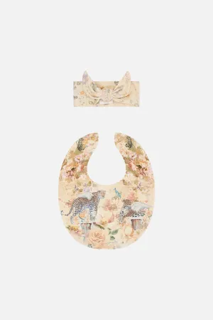 BABIES OVERSIZED BIB AND HEADBAND SET ADORNED IN ANTIQUITY