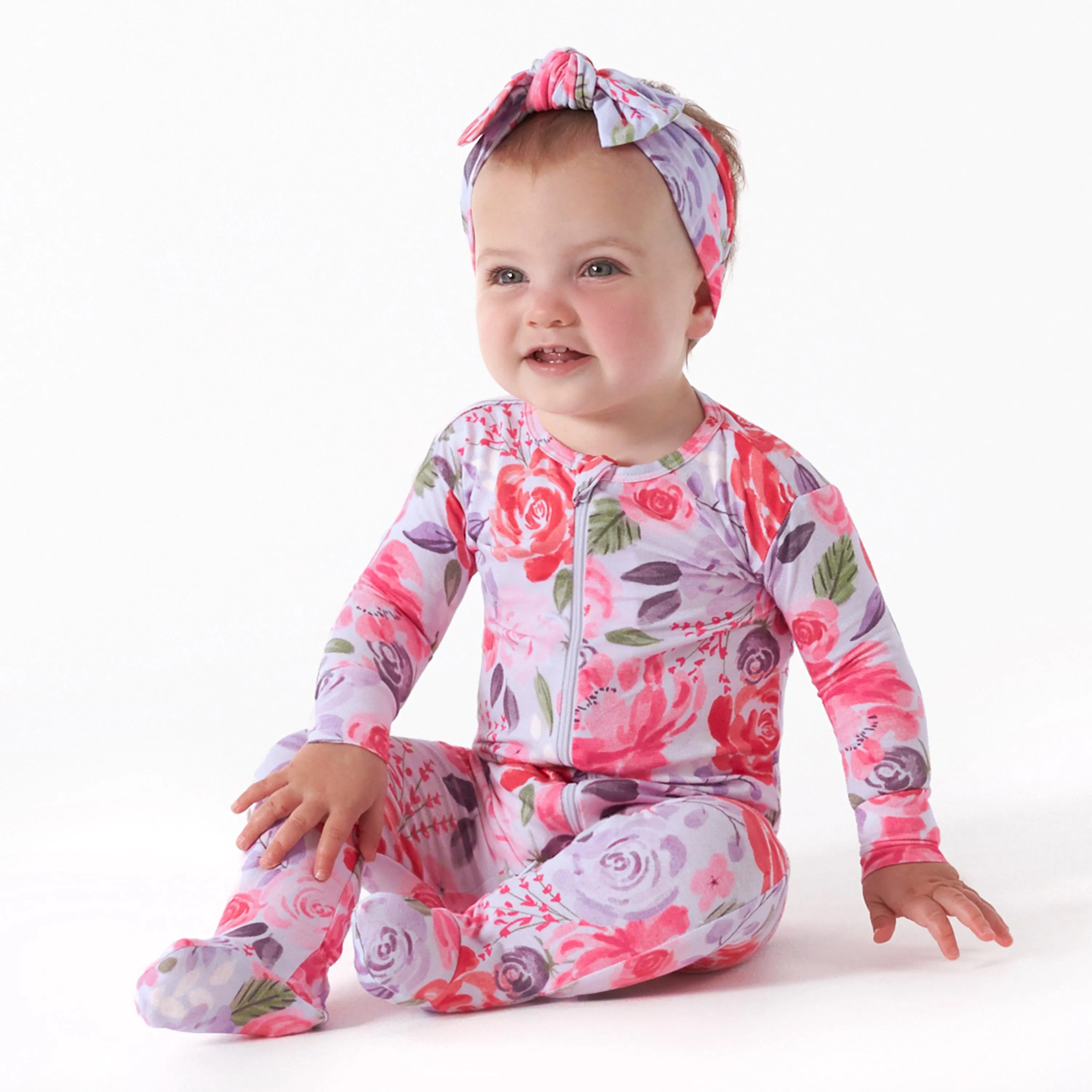 Baby & Toddler Girls Lilac Garden Buttery Soft Viscose Made from Eucalyptus Snug Fit Footed Pajamas