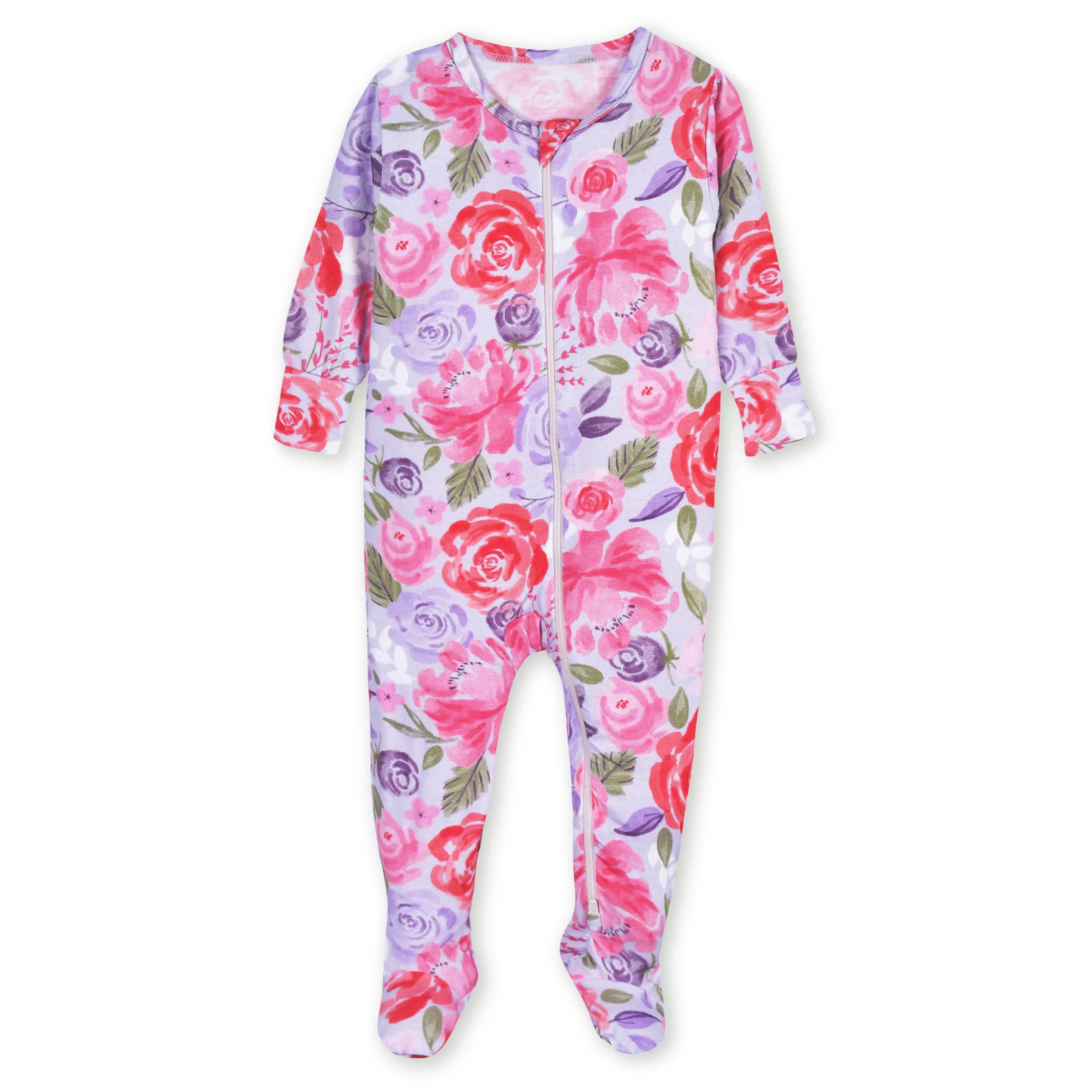 Baby & Toddler Girls Lilac Garden Buttery Soft Viscose Made from Eucalyptus Snug Fit Footed Pajamas