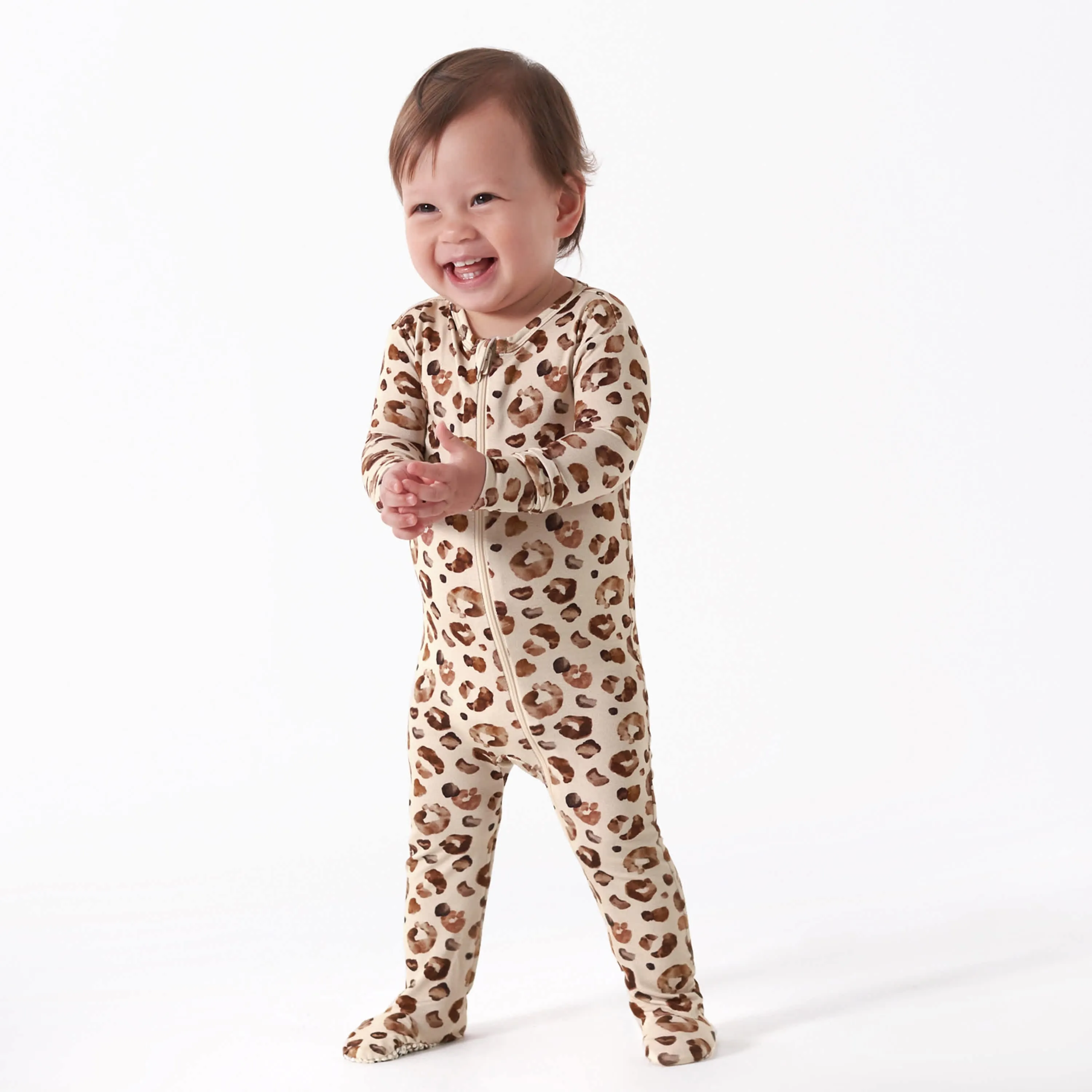 Baby & Toddler Spotted Leopard Buttery Soft Viscose Made from Eucalyptus Snug Fit Footed Pajamas