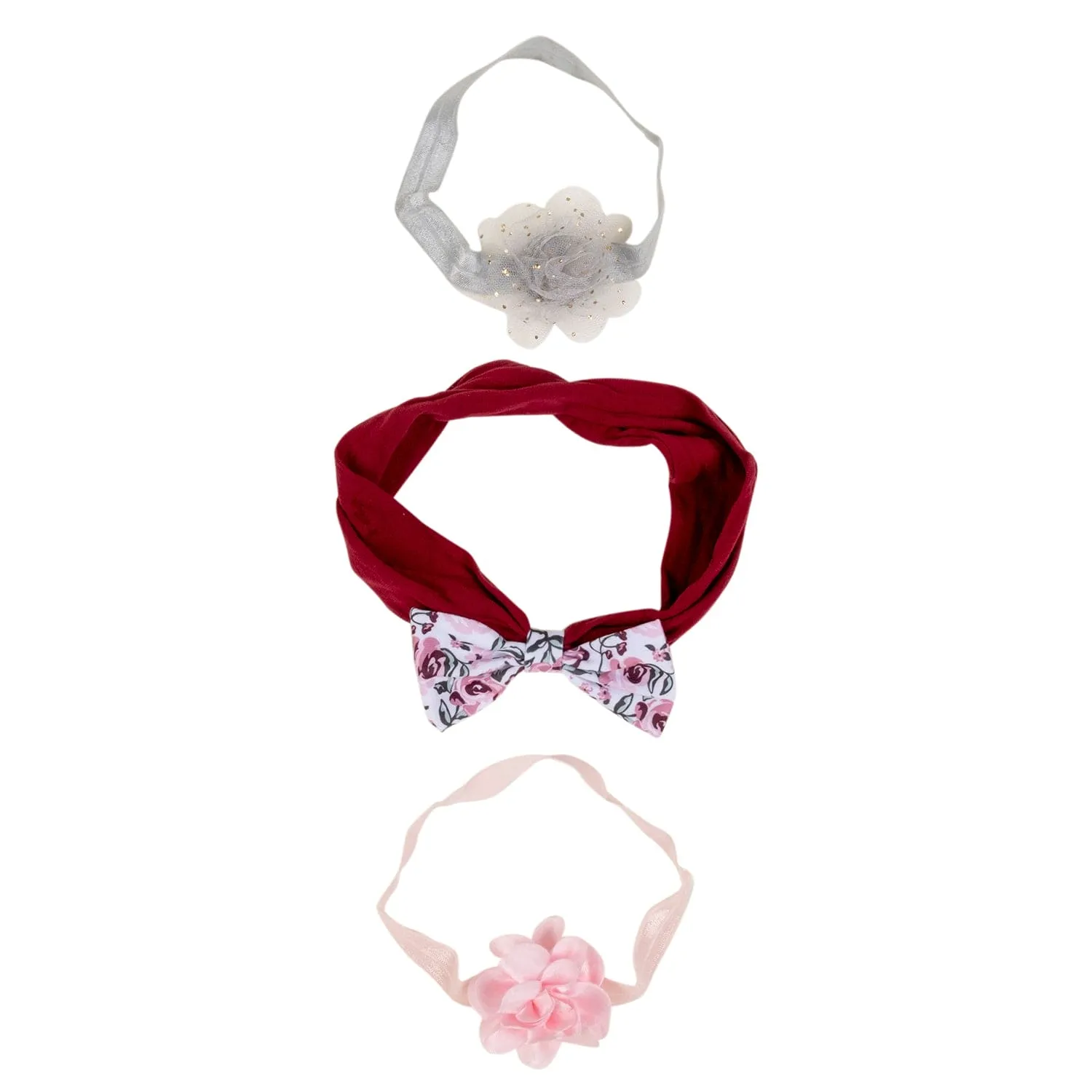 Baby Moo Floral Infant Girl 6-Piece Gift Hairband And Socks Set - Maroon