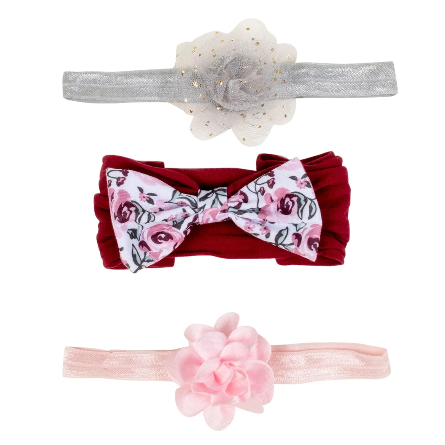 Baby Moo Floral Infant Girl 6-Piece Gift Hairband And Socks Set - Maroon