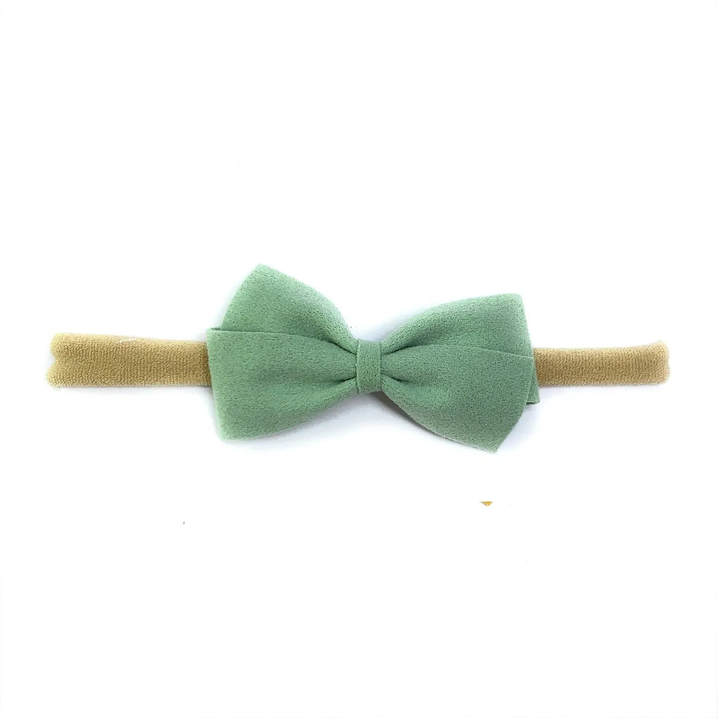 Baby Wisp Headband - Thali Faux Suede Bow - Muted Mint - 0M 