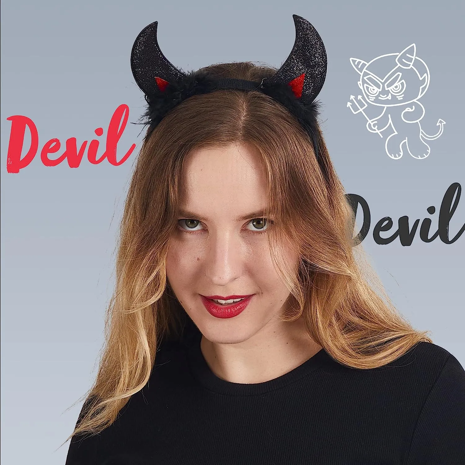 Black Devil Horns Headband