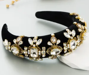 BLACK VELVET AND JEWELED HEADBAND