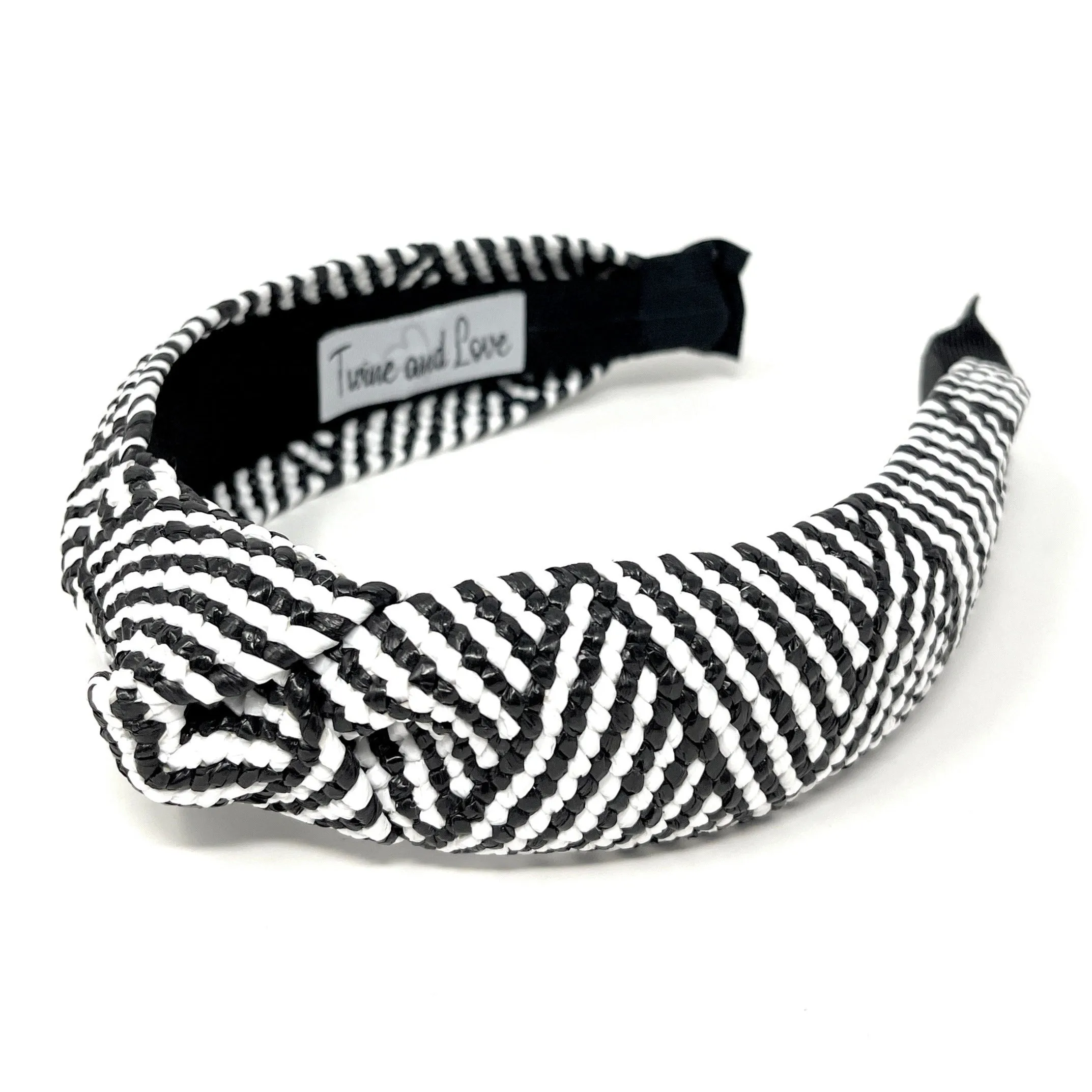 Black White Raffia Top Knot Headband