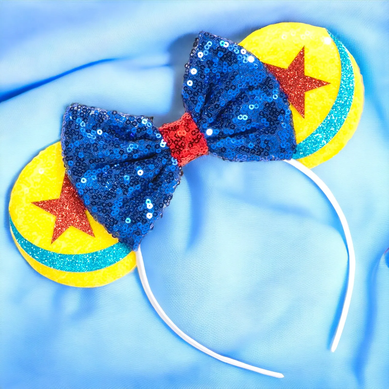 Brand New Toy Story Inspired Mouse Ears Headband with Blue Sequin Bow