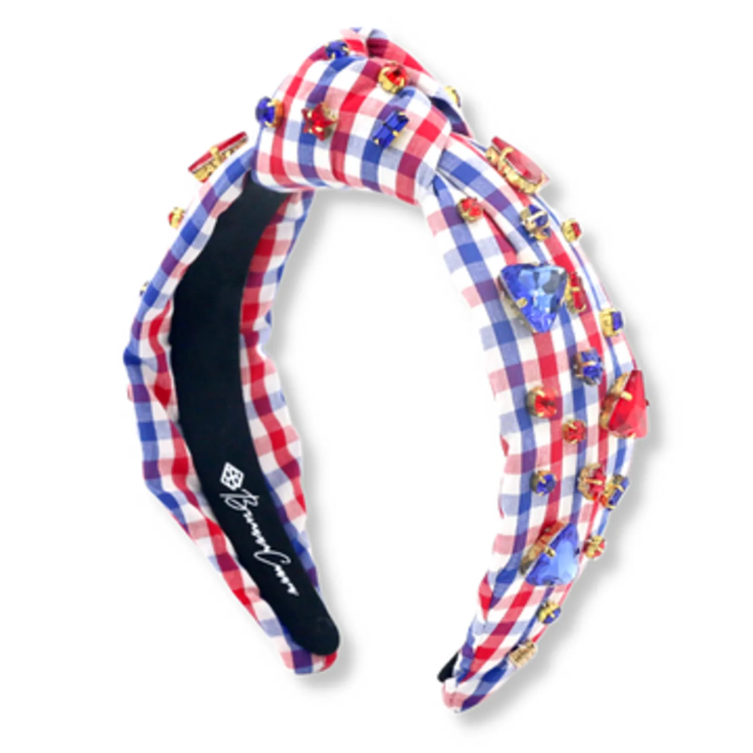 Brianna Cannon - Red White & Blue Gingham Headband with Crystals