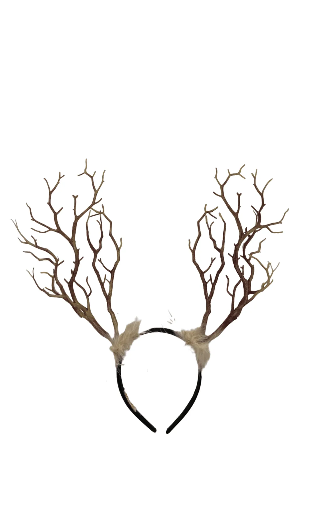 Brown Antler Headband with Beige Trim