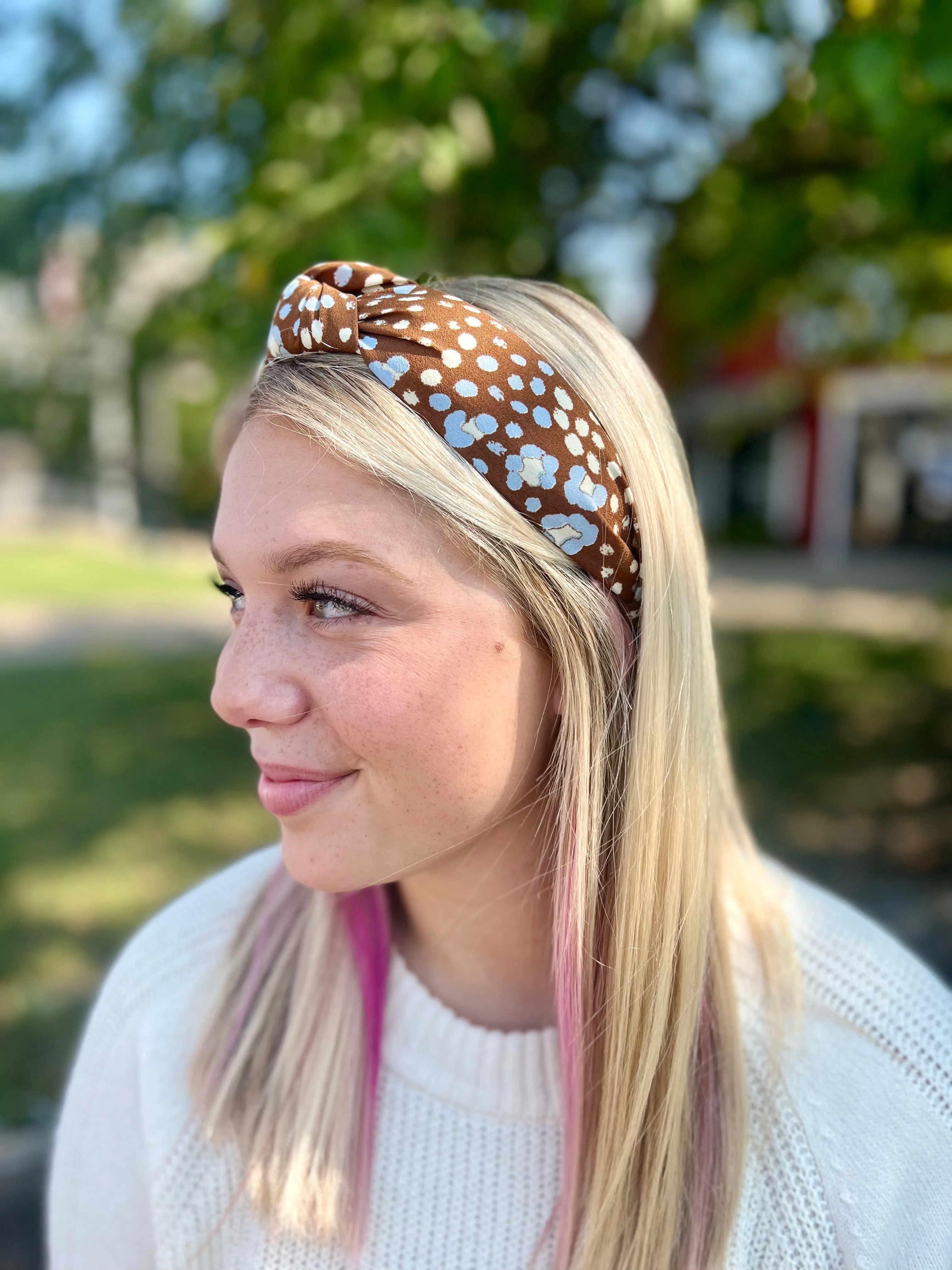 Brown Knotted Floral Headband