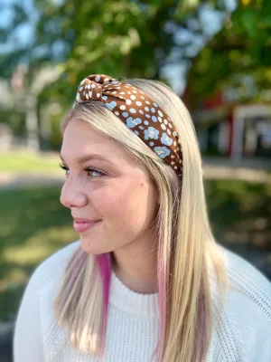 Brown Knotted Floral Headband