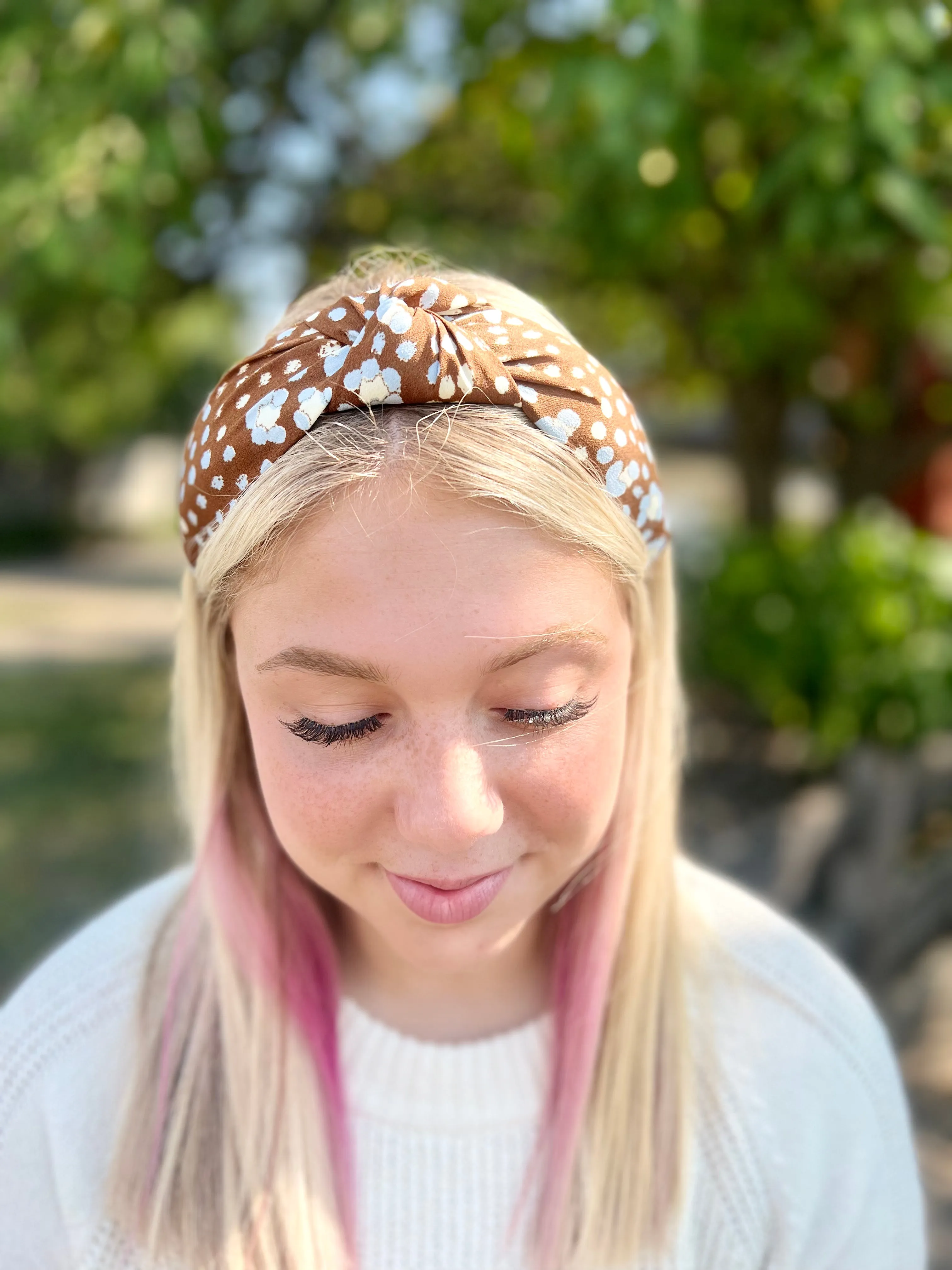 Brown Knotted Floral Headband