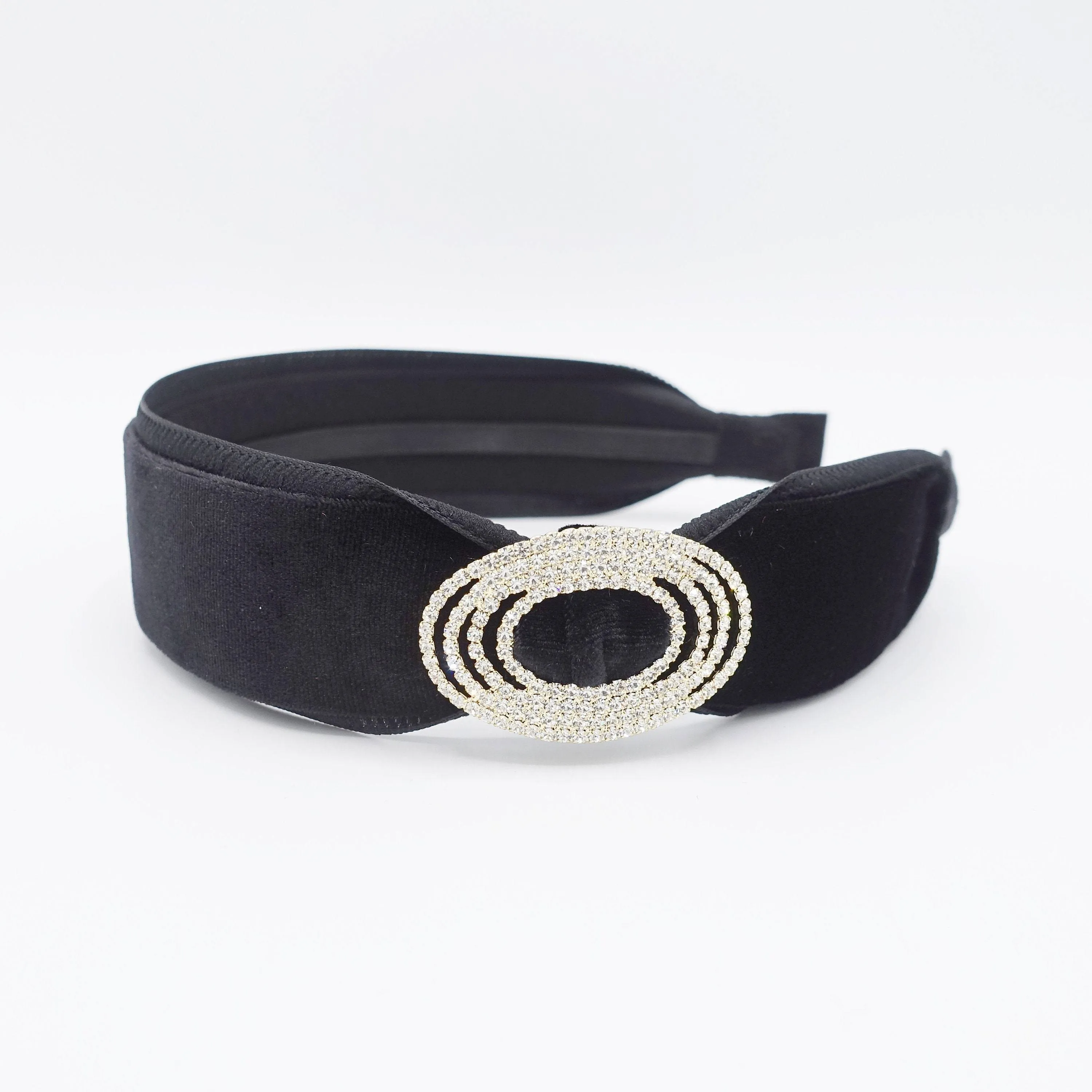 buckle velvet headband rhinestone embellished black hairband for women