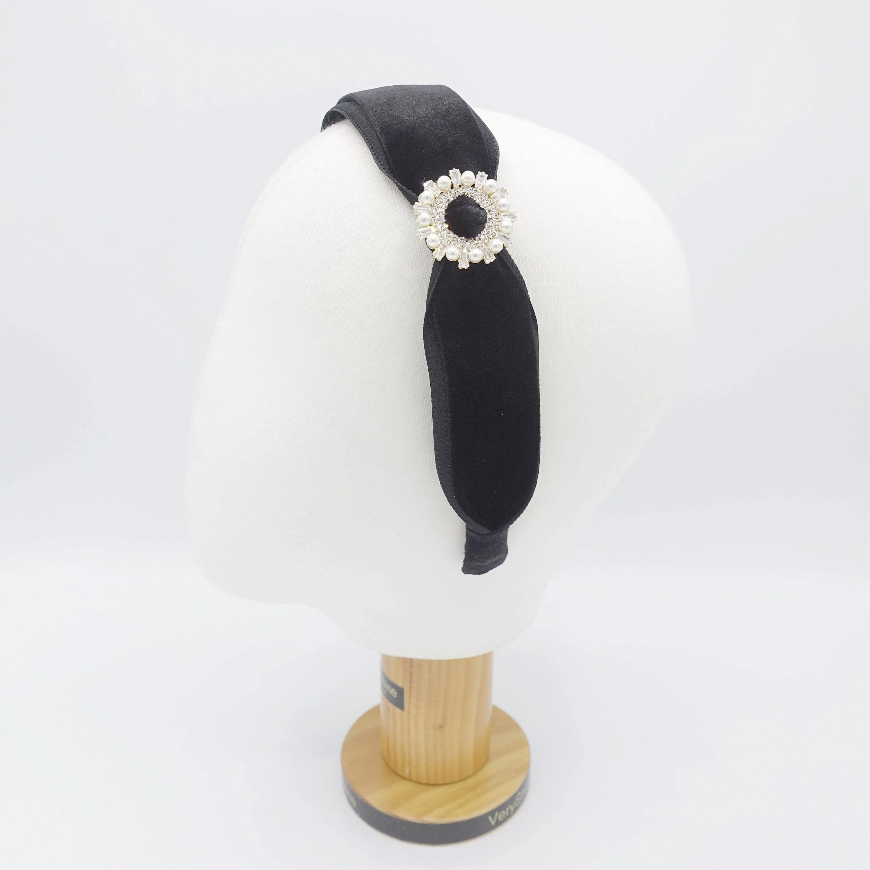 buckle velvet headband rhinestone embellished black hairband for women