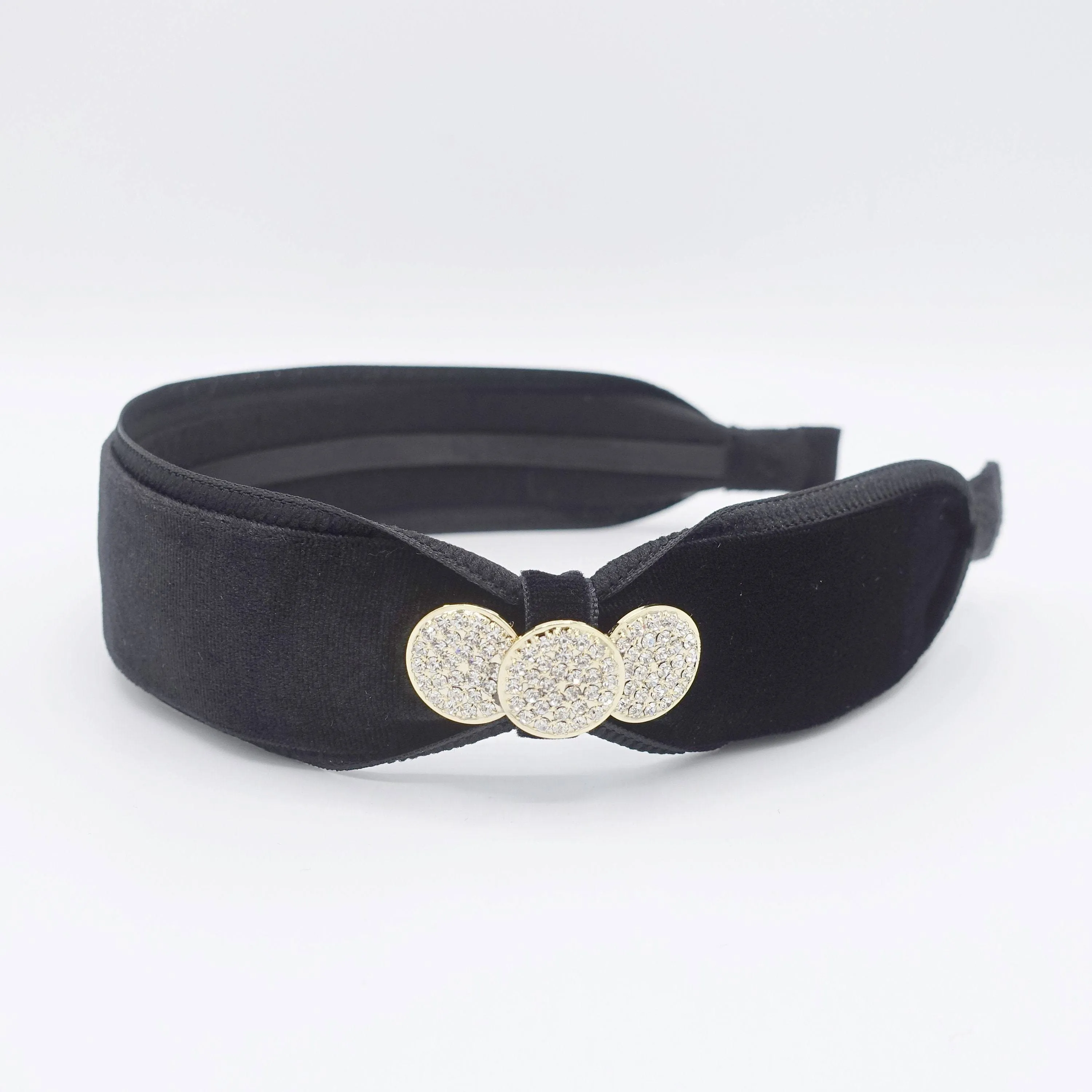 buckle velvet headband rhinestone embellished black hairband for women