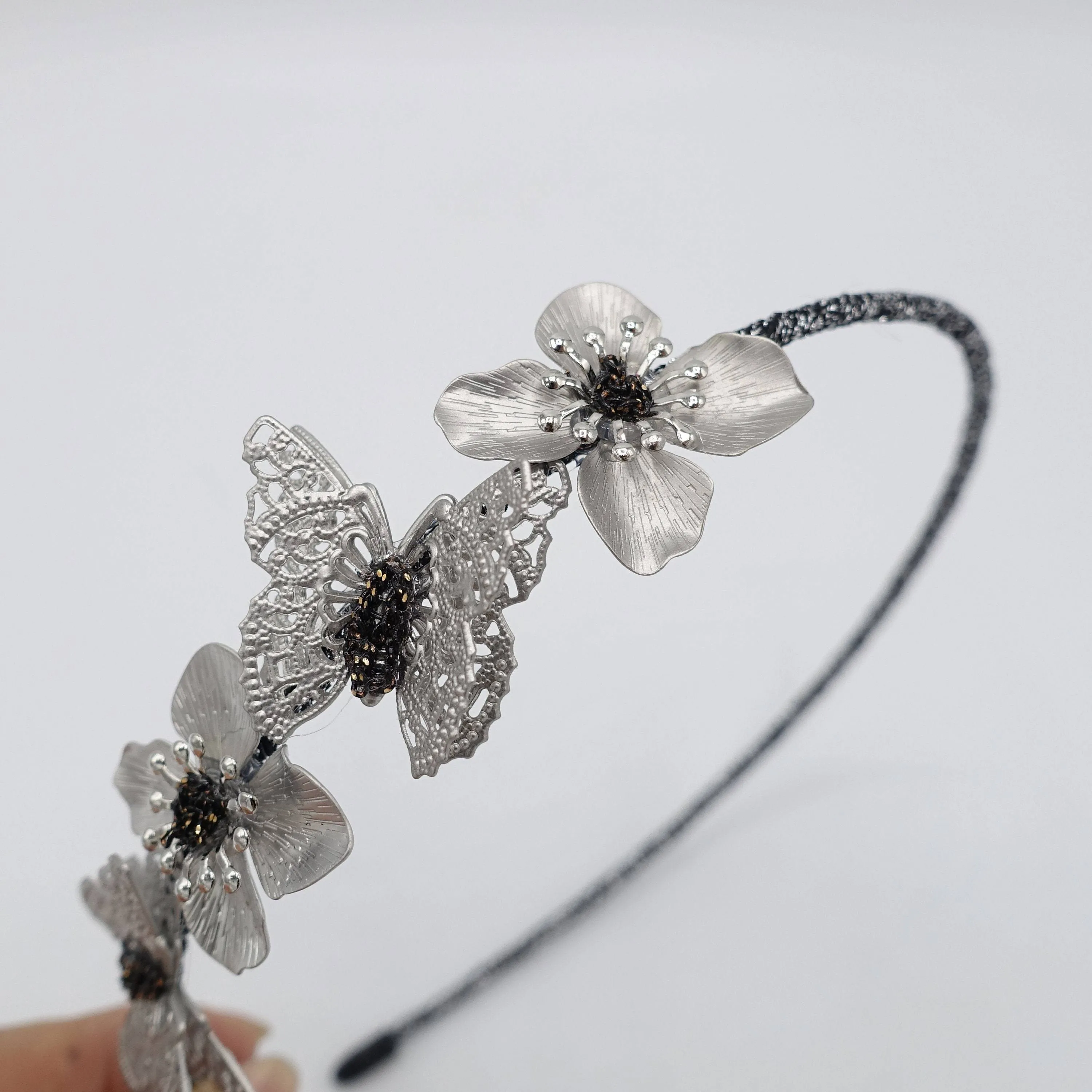 butterfly  metal thin headband flower hairband for women