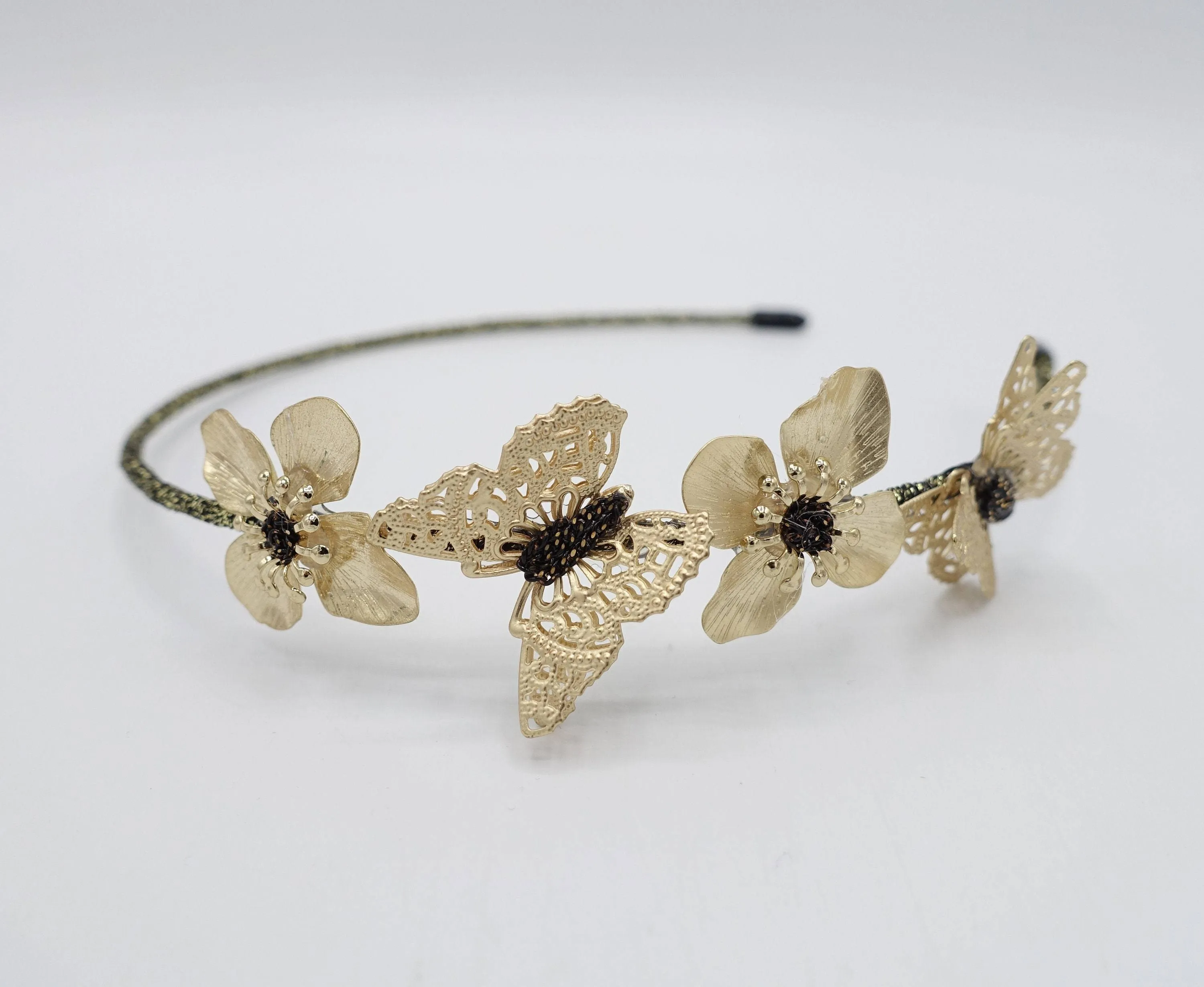 butterfly  metal thin headband flower hairband for women