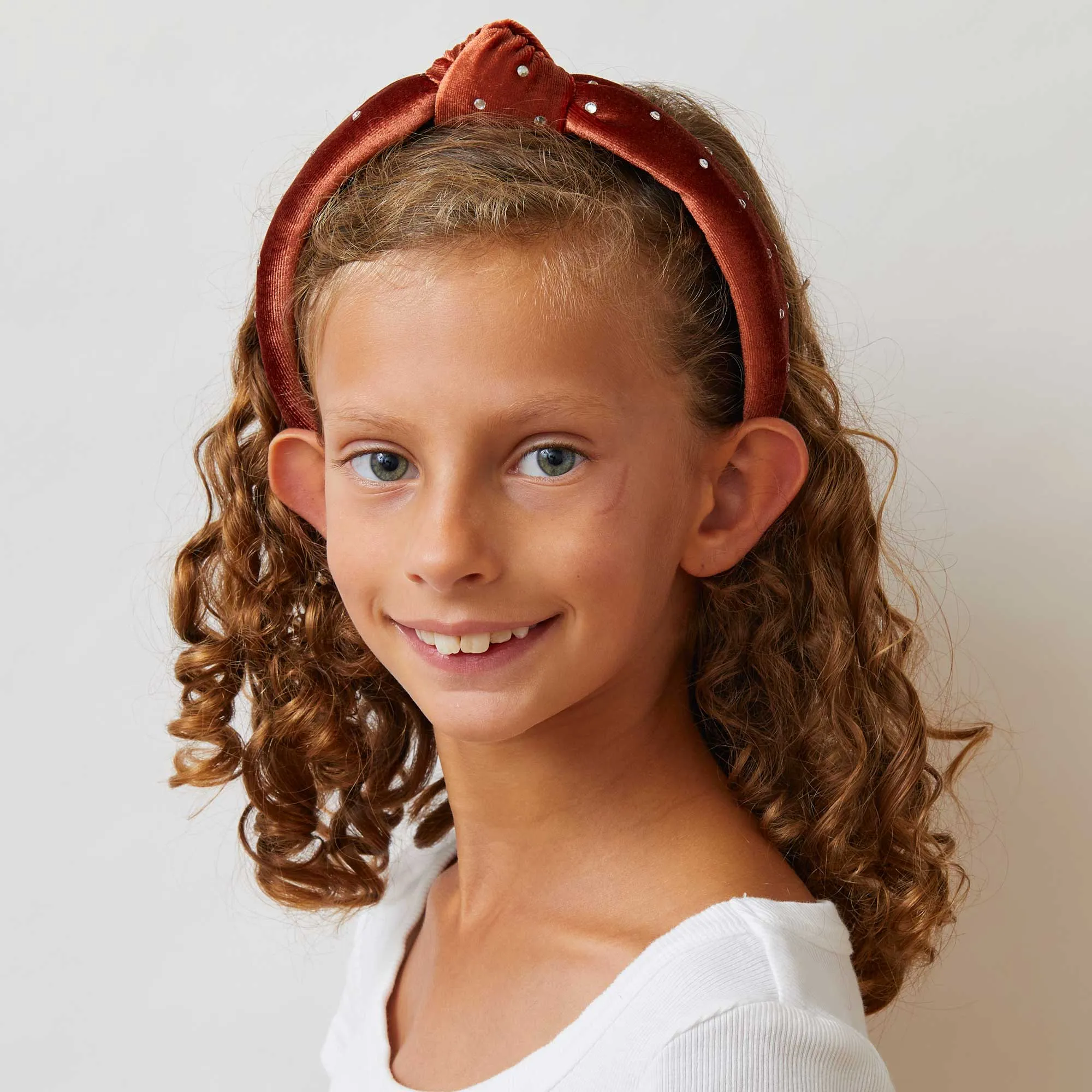 CEDAR BROWN KIDS CRYSTAL VELVET KNOTTED HEADBAND