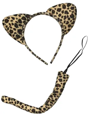 Cheetah Headband Ears & Tail, Kid or Adult Costume Accessories