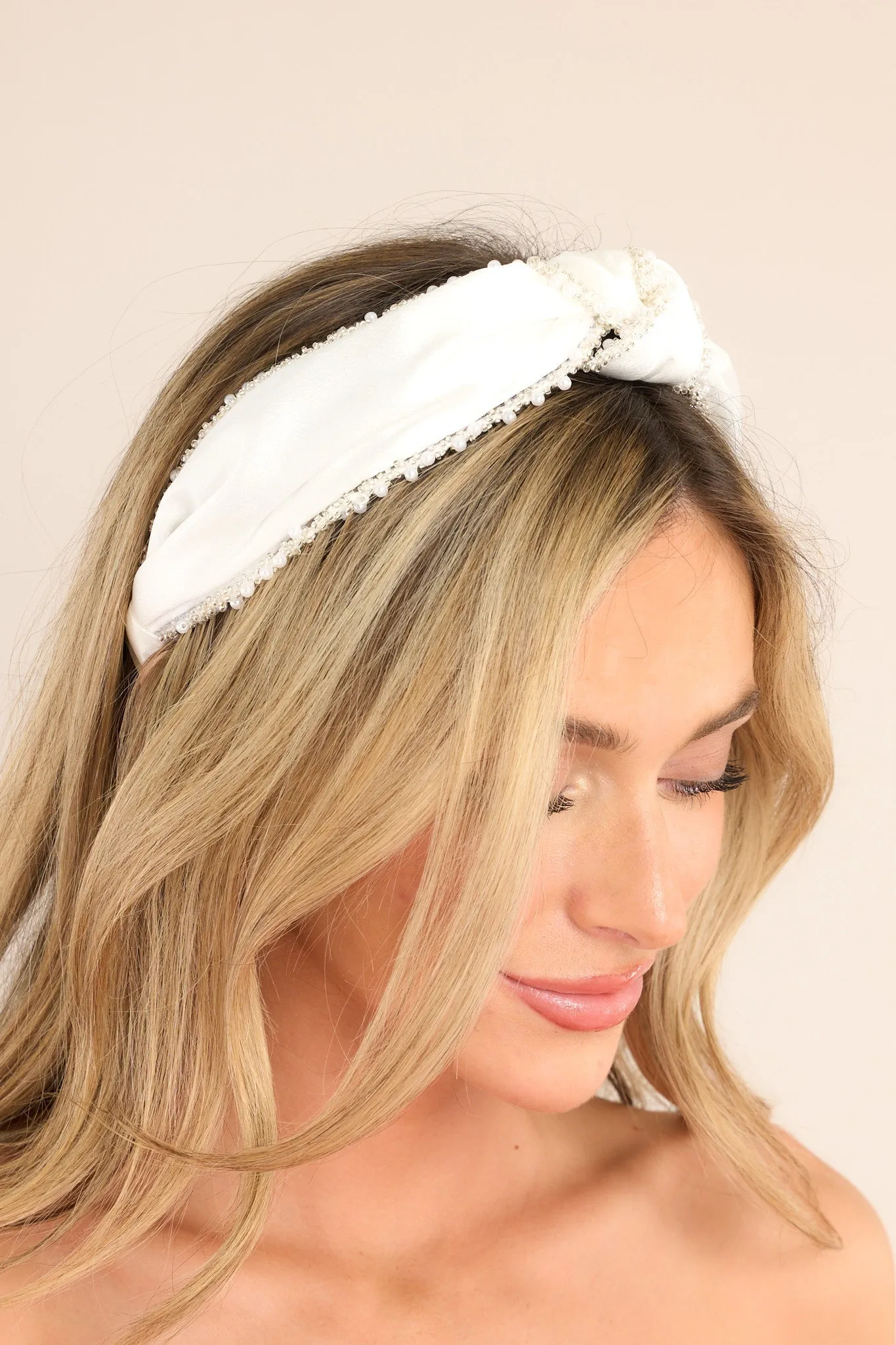 Cherished Life White Silk Pearl Headband