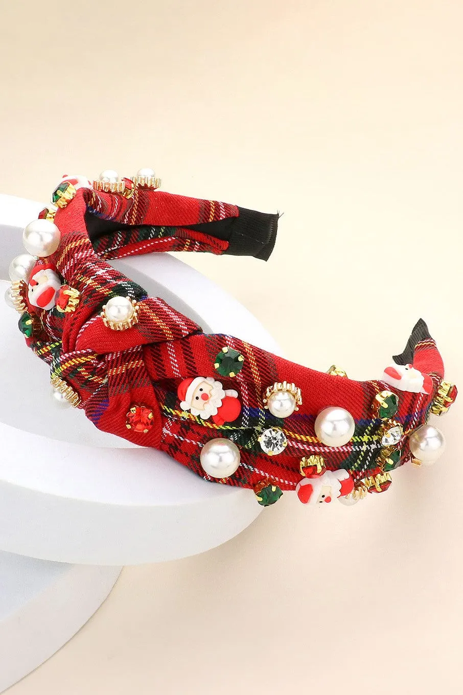 Christmas Plaid Embellished Headband