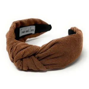 Coffee Corduroy Knotted Headband