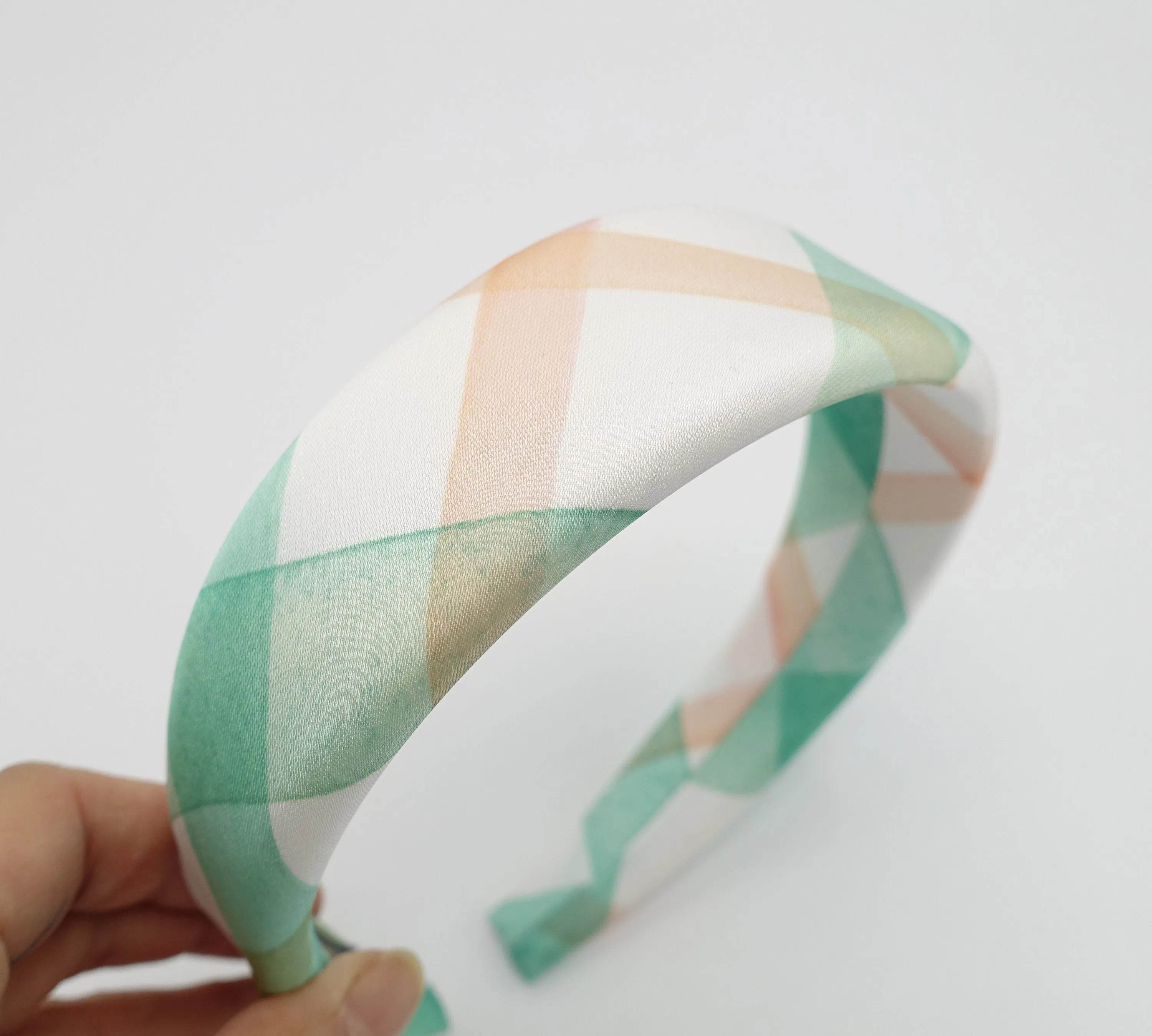 colorful check headband padded Spring Summer hairband for women