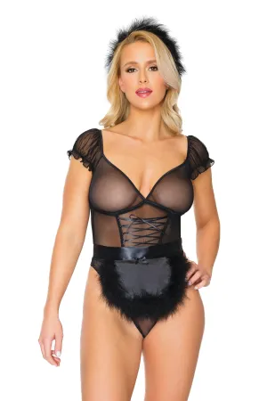 Coquette French Maid Black Teddy