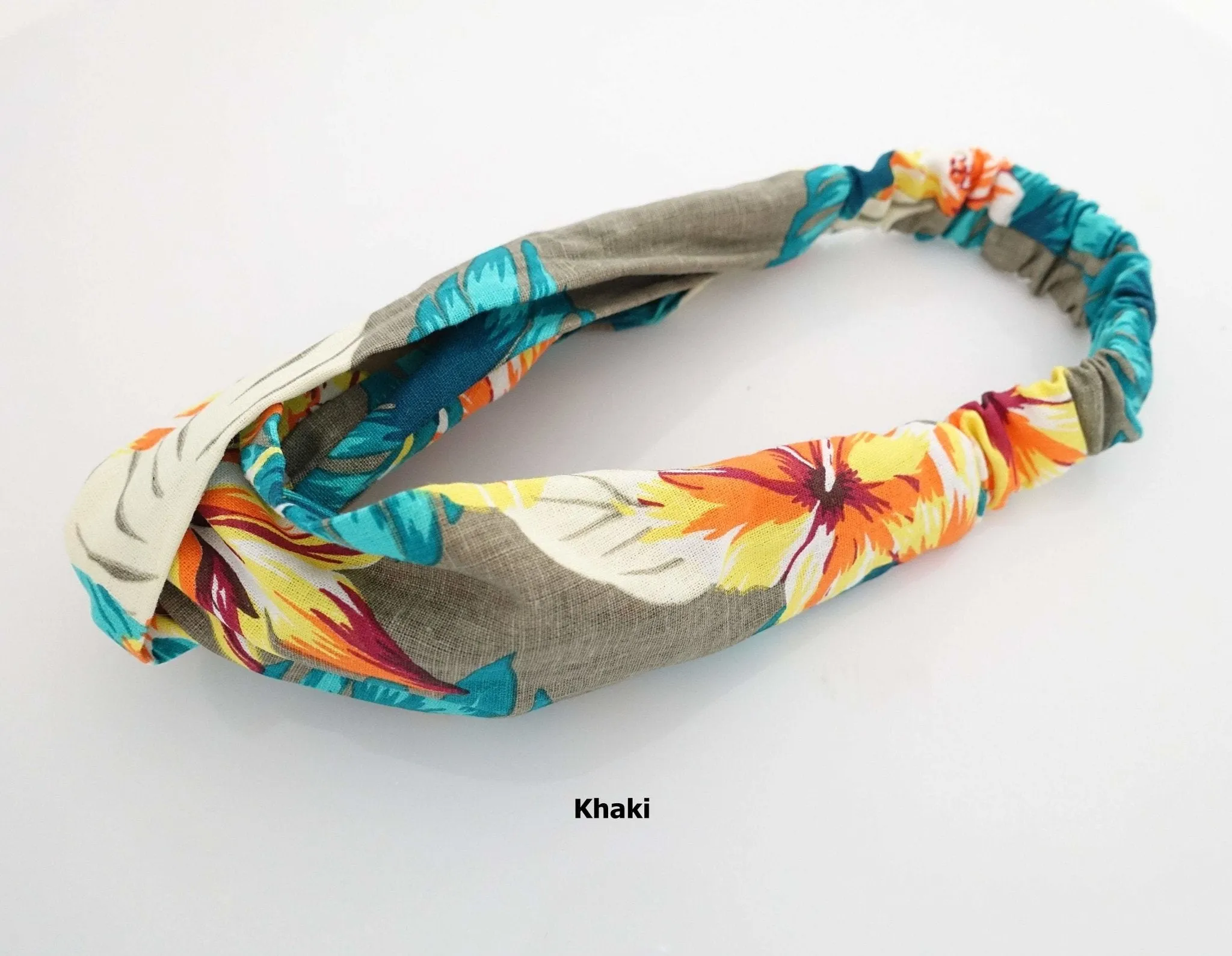 cotton big flower print headband cross twist tropical print vacation hairband woman hair accessory