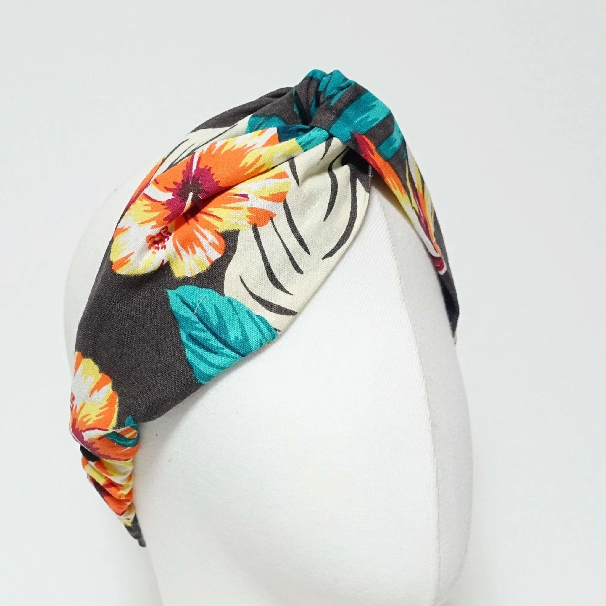 cotton big flower print headband cross twist tropical print vacation hairband woman hair accessory