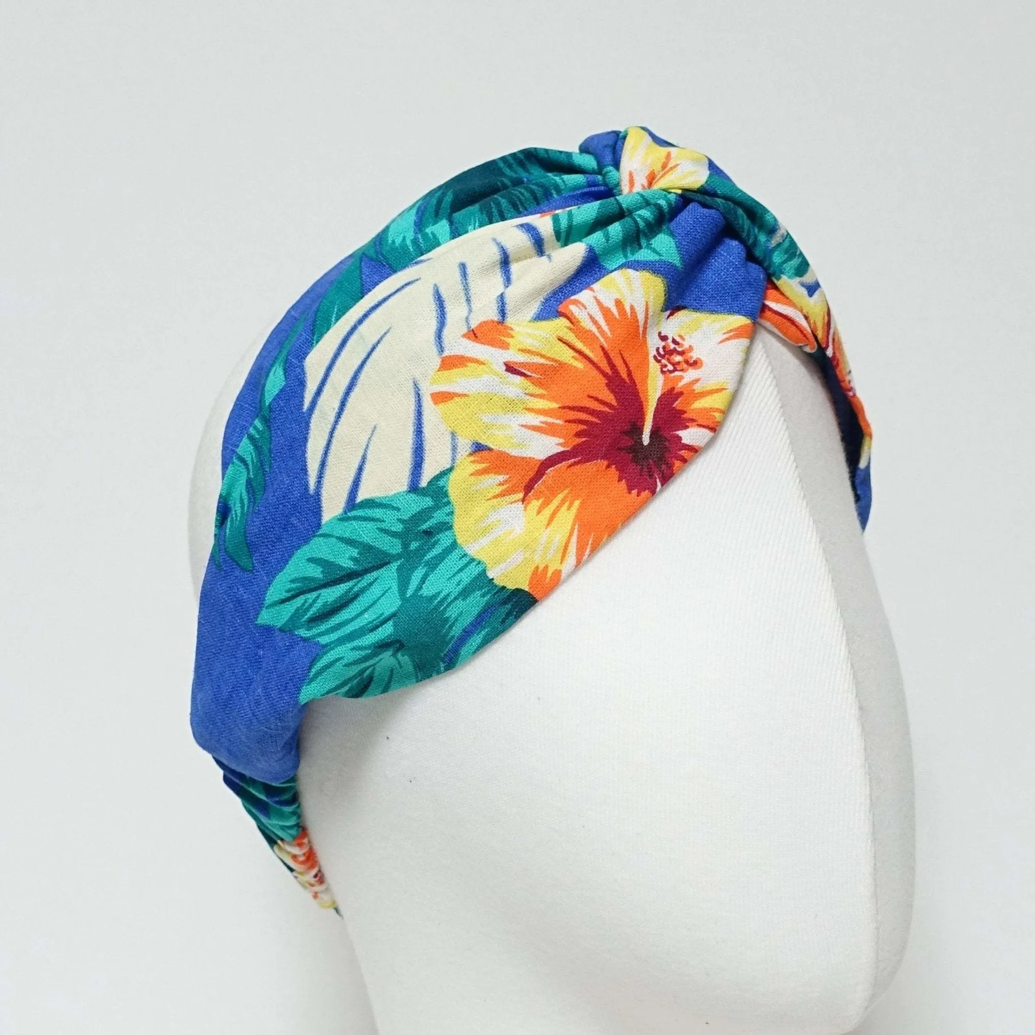 cotton big flower print headband cross twist tropical print vacation hairband woman hair accessory