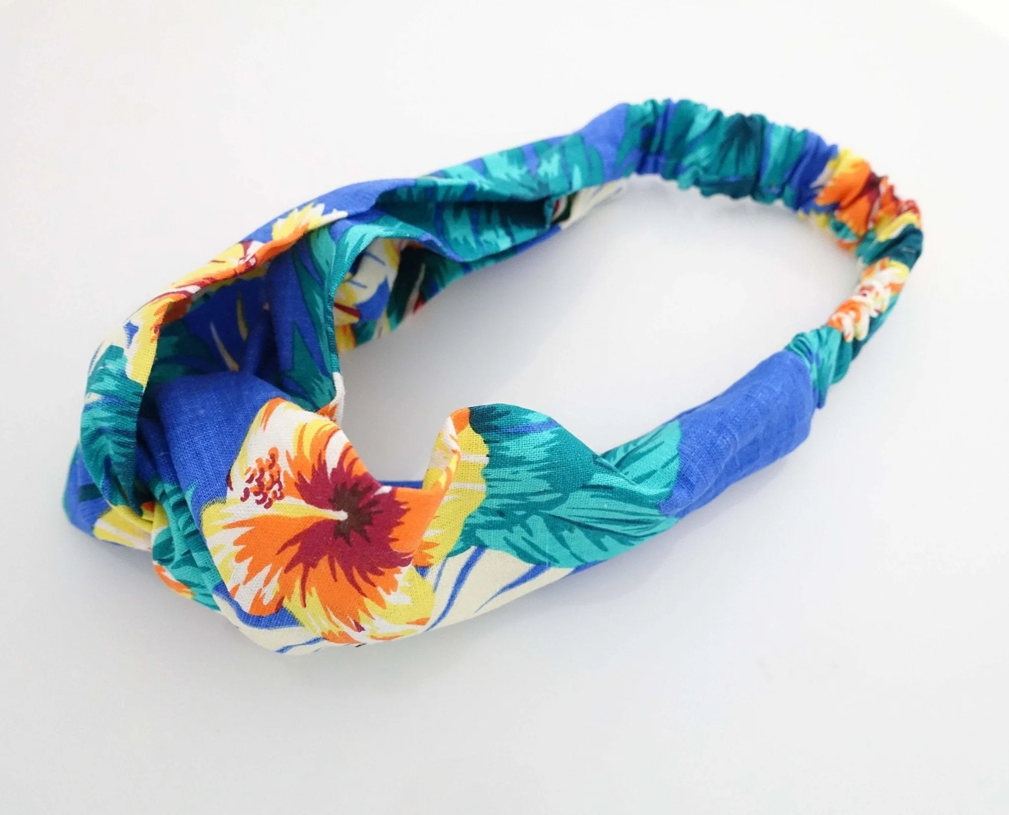 cotton big flower print headband cross twist tropical print vacation hairband woman hair accessory