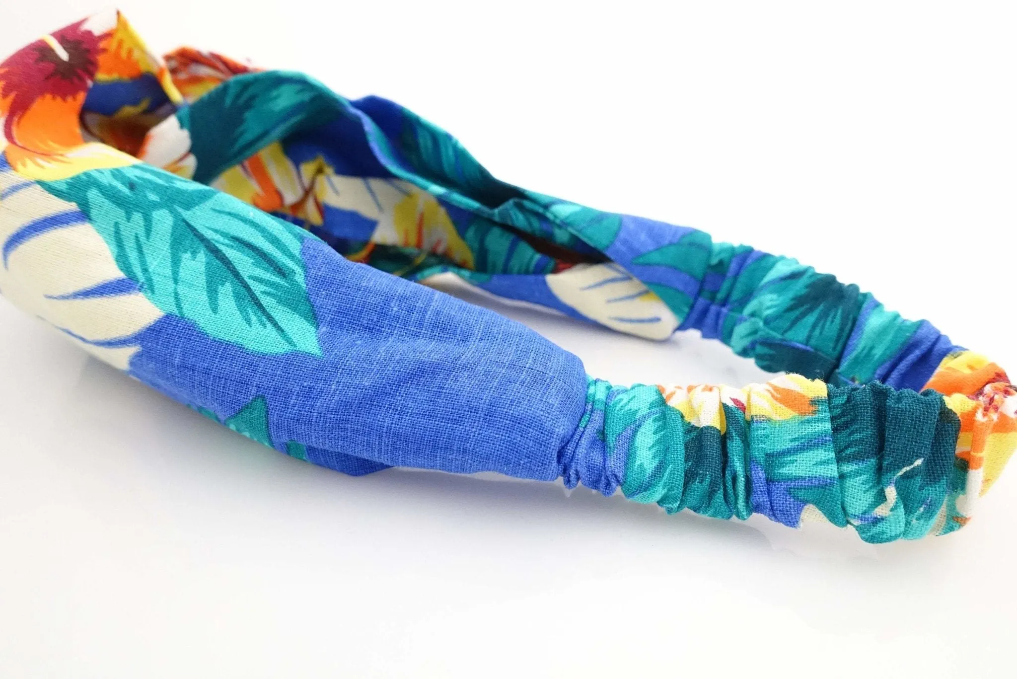 cotton big flower print headband cross twist tropical print vacation hairband woman hair accessory