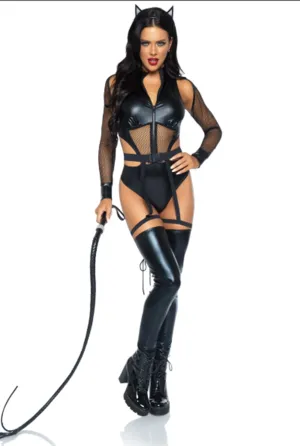 Criminal Kitty Bodysuit Costume - 3-Piece Comic Book-Inspired Cat Outfit