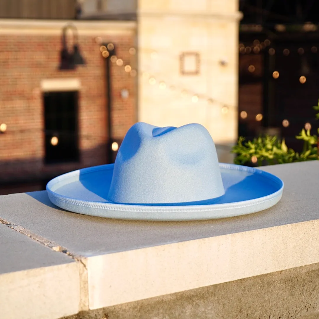 Dallas Plain Pencil Brim Fedora - Light Blue