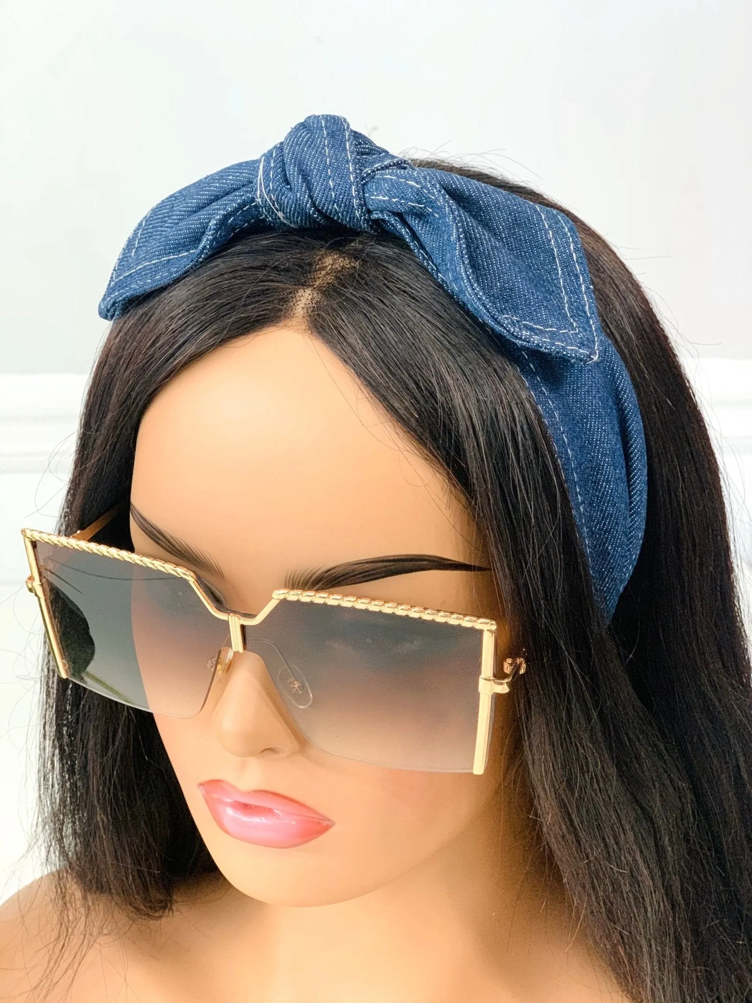 Denim bow Headband