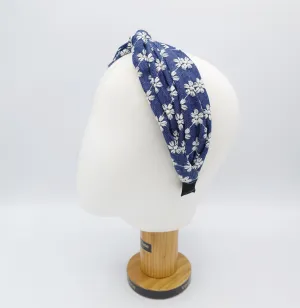 denim cross headband flower embroidered hairband for women