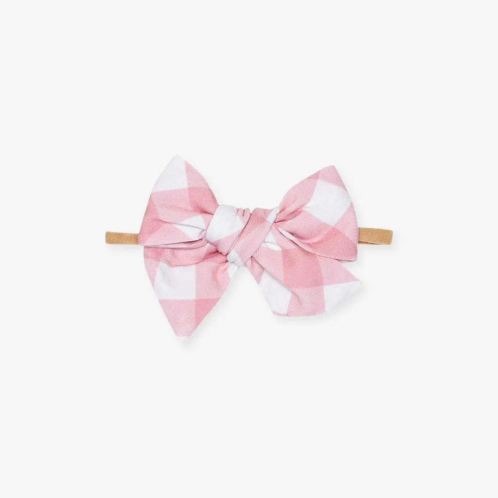 Dusty Rose Gingham Nylon Headband