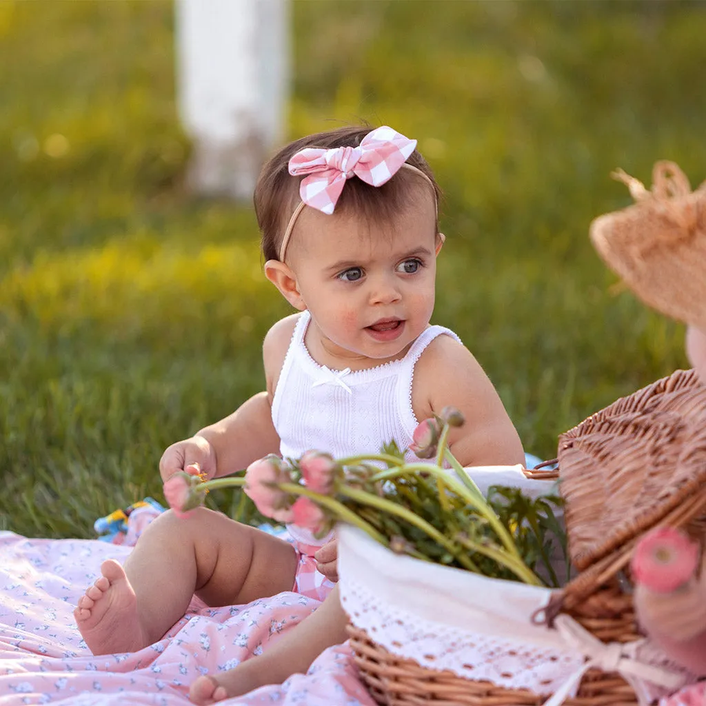 Dusty Rose Gingham Nylon Headband