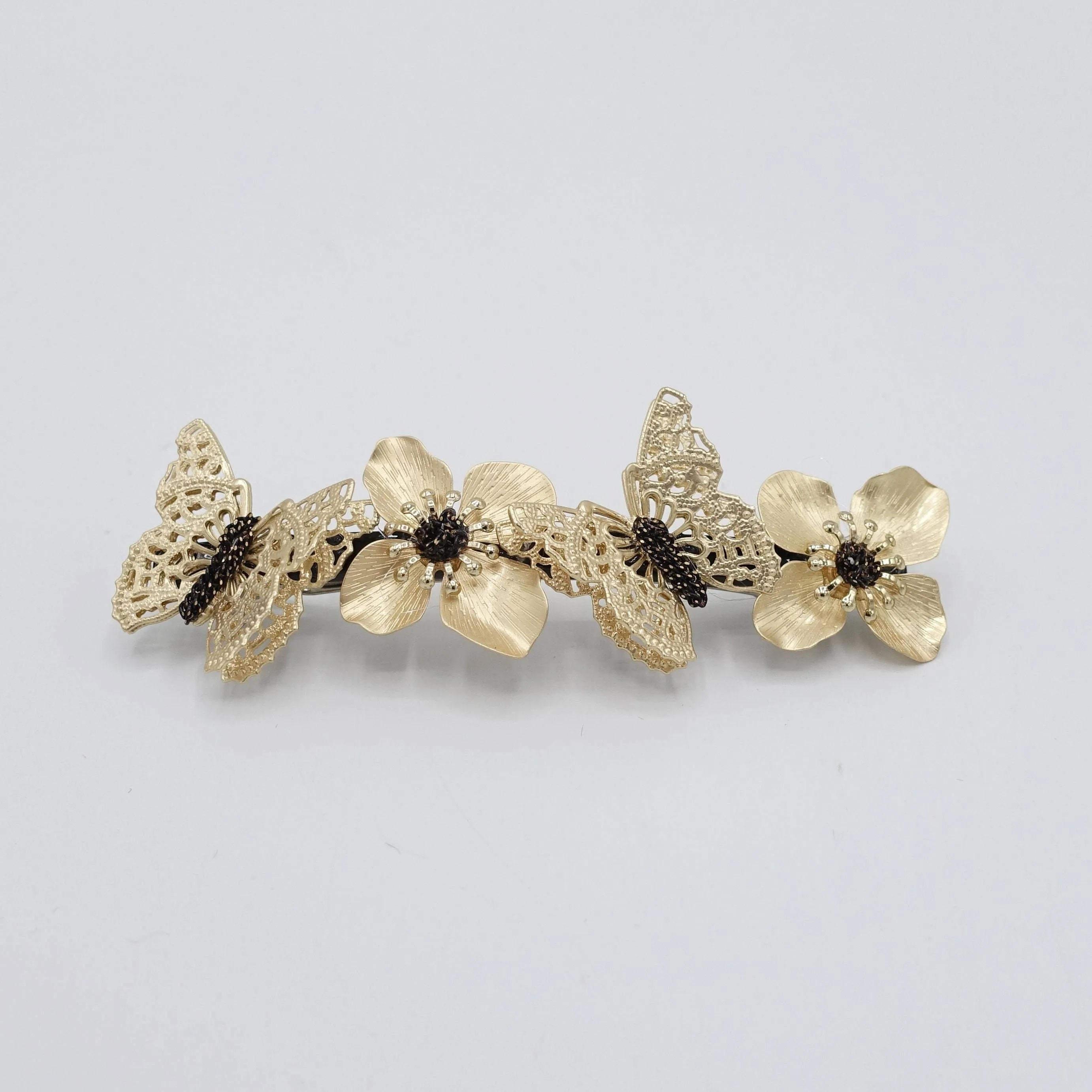 flower butterfly metal  hair barrette