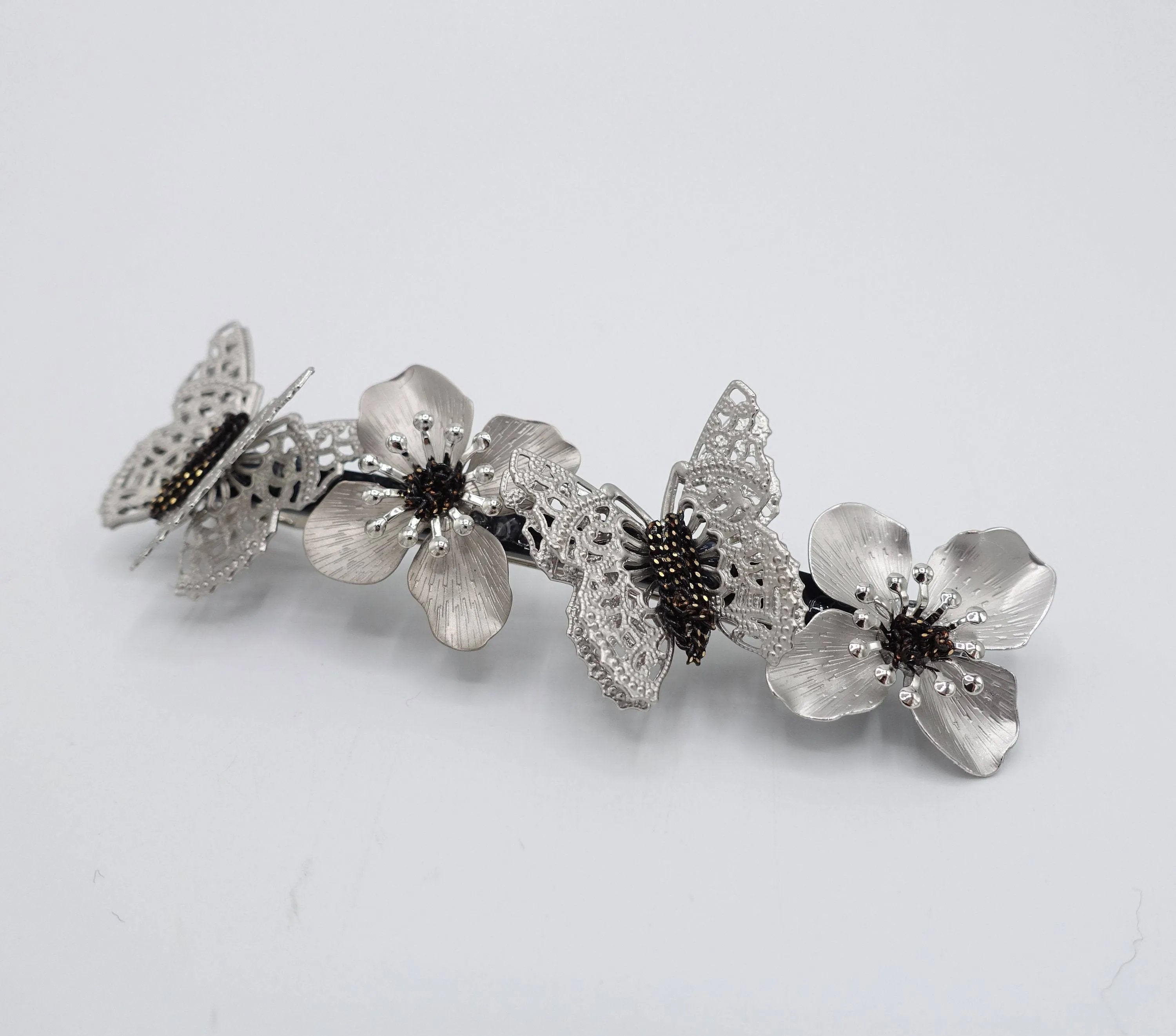 flower butterfly metal  hair barrette