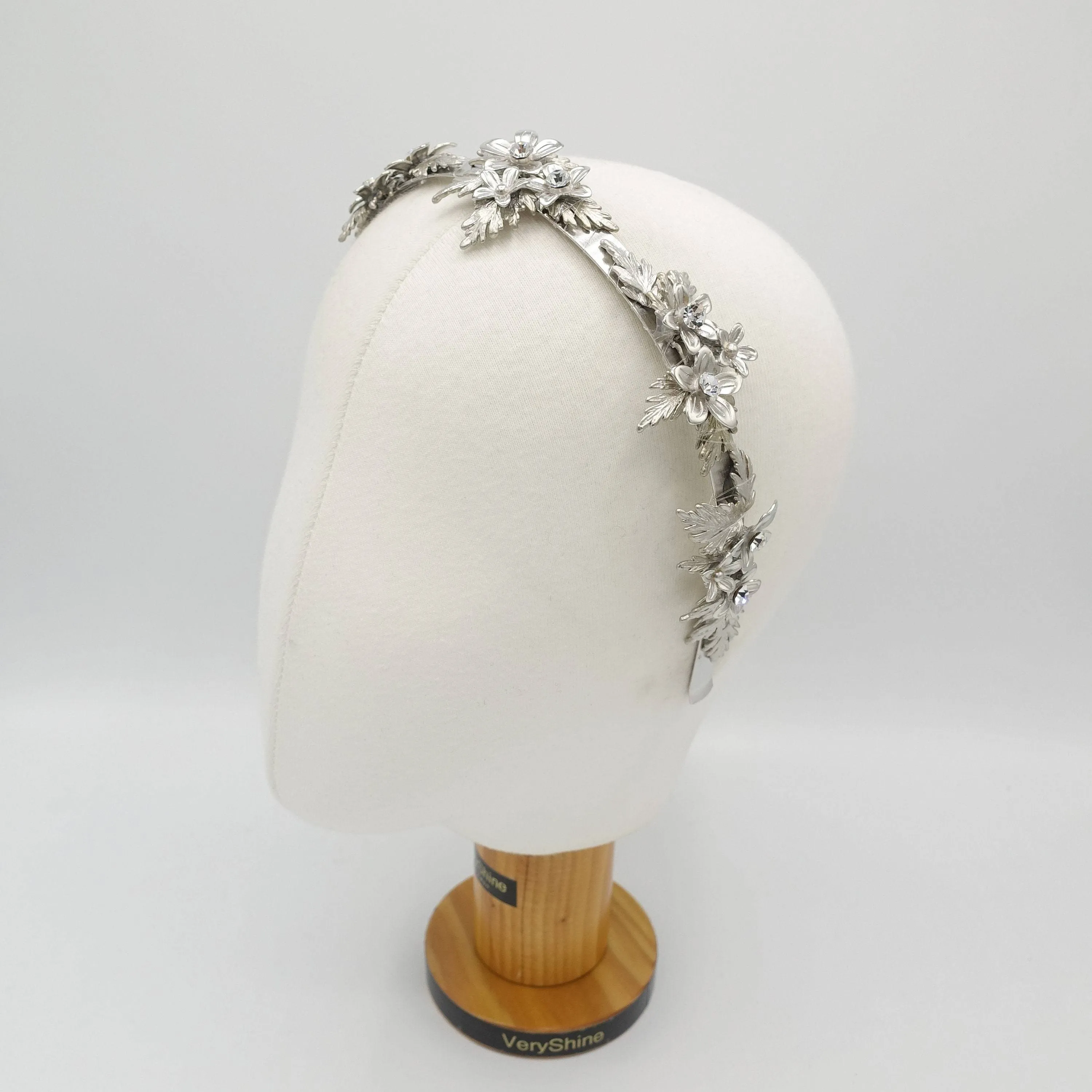 flower leaves bridal headband metal wedding hairband for a bride