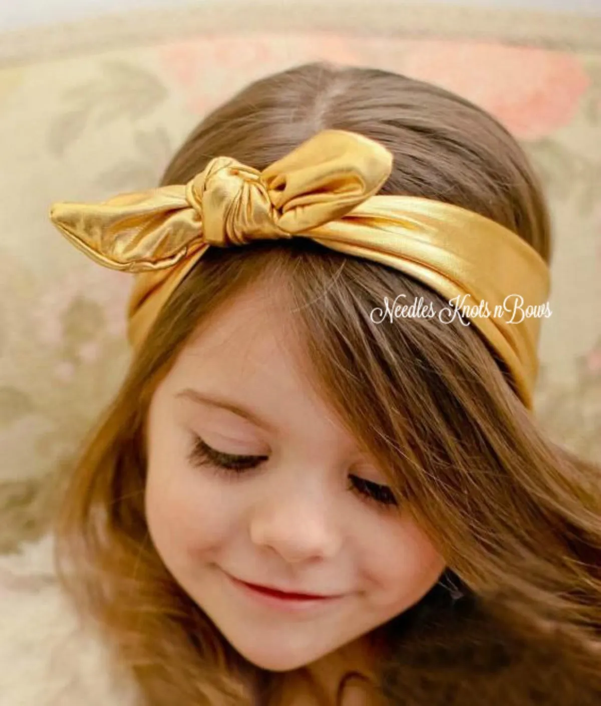 Girls Metallic Gold Top Knot Headband