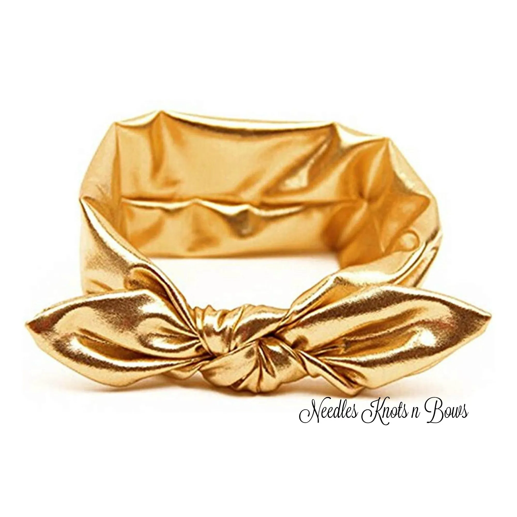 Girls Metallic Gold Top Knot Headband